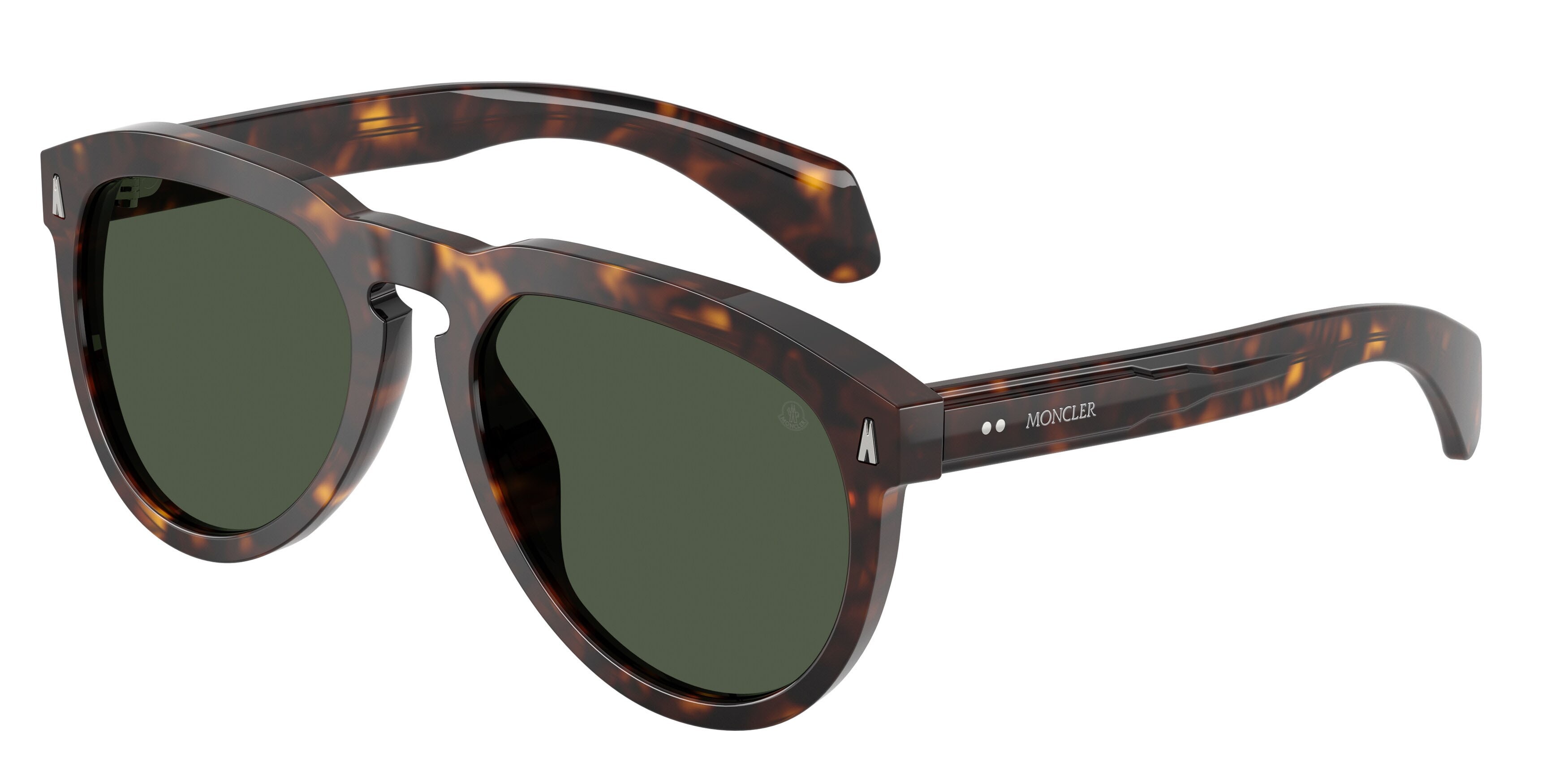 Occhiali da sole Moncler Isopleth ME 6020U (30029A) colore havana lucido forma aviator lenti verde scuro polarizzata