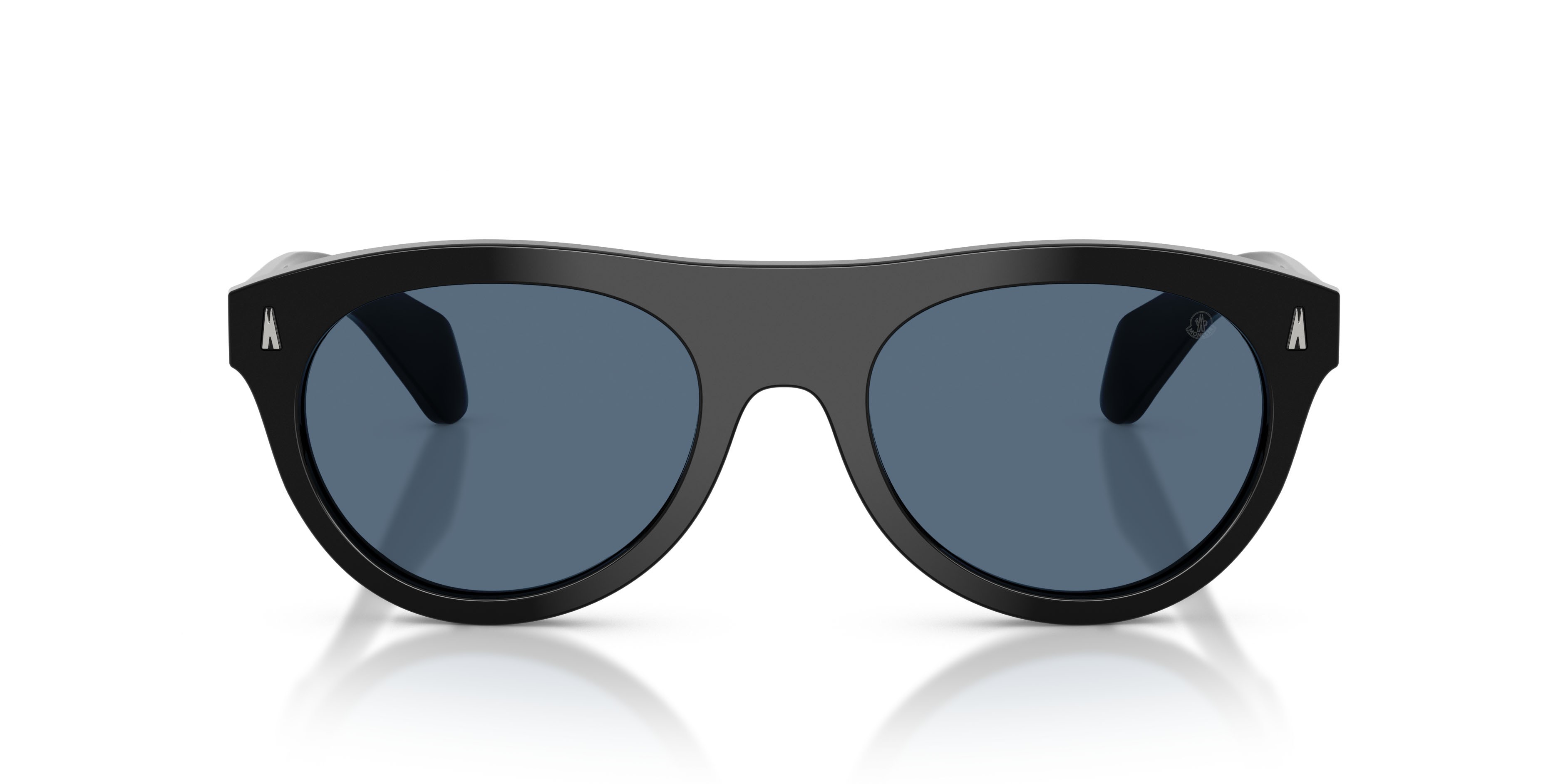 Occhiali da sole Moncler Splash ME 6022U (300180) colore nero lucido forma ovale lenti blu scuro