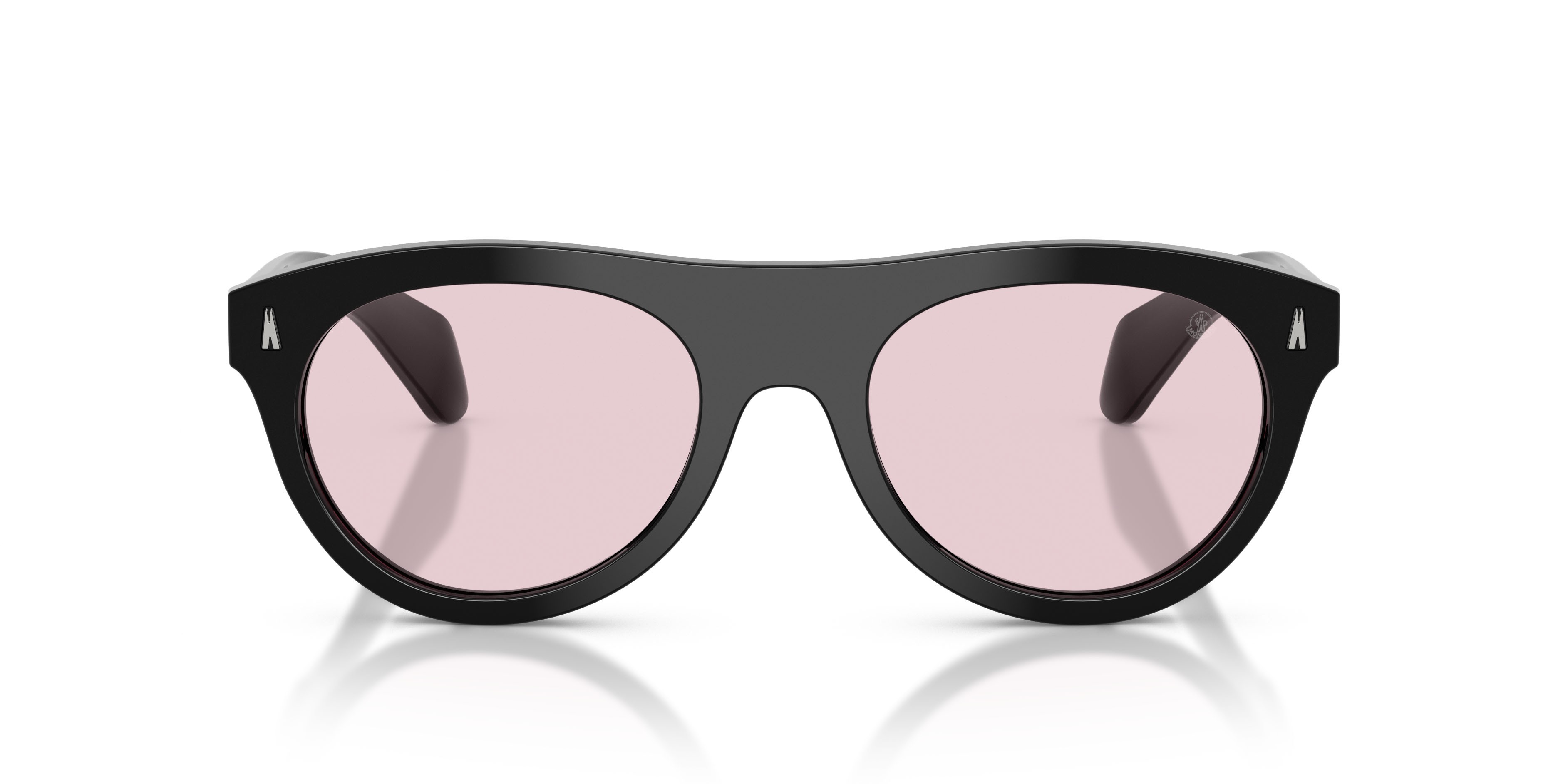 Occhiali da sole Moncler Splash ME 6022U (3001P5) colore nero lucido forma ovale lenti rosa