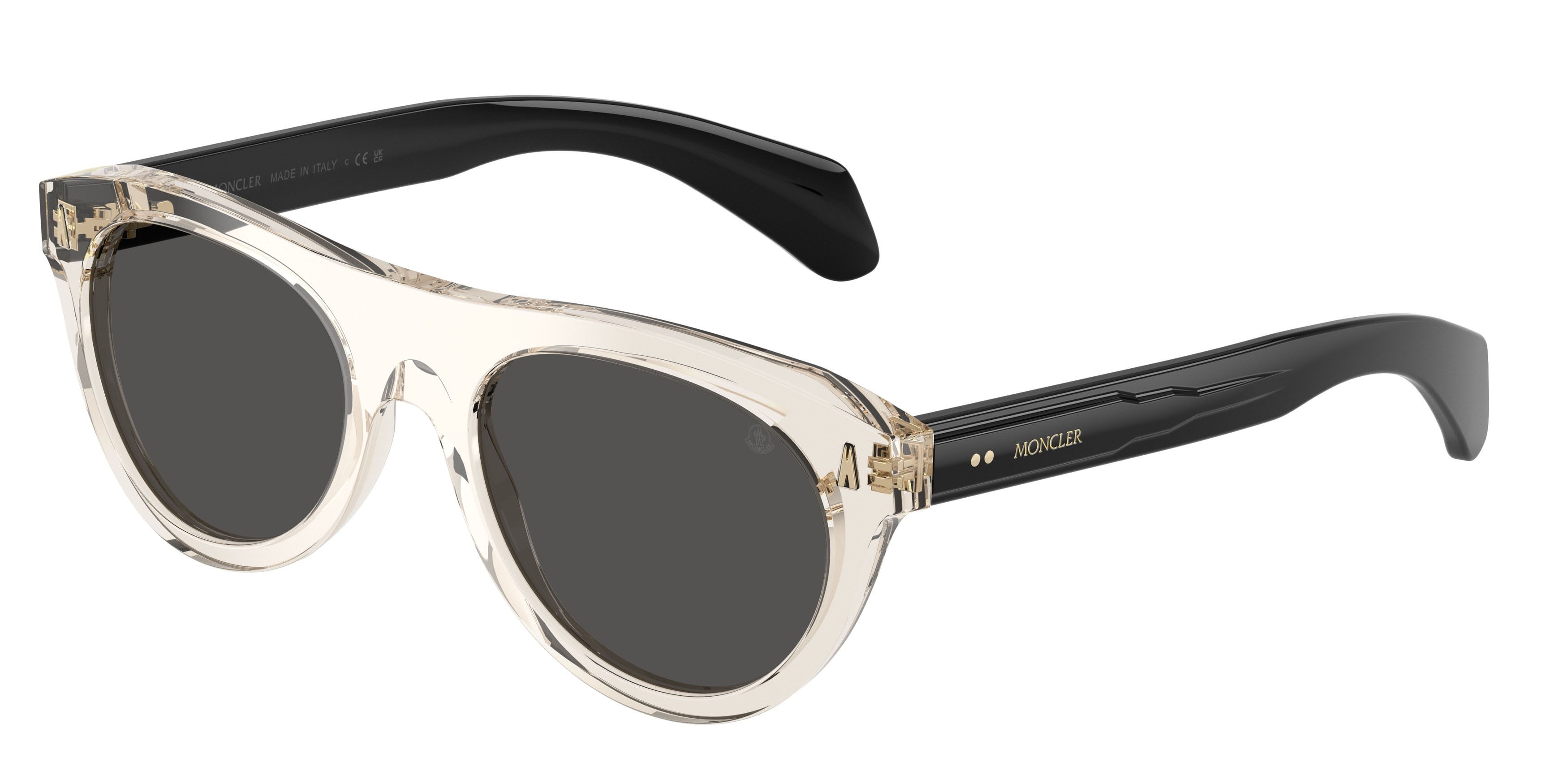 Occhiali da sole Moncler Splash ME 6022U (300387) colore burro trasparente forma ovale lenti grigio scuro