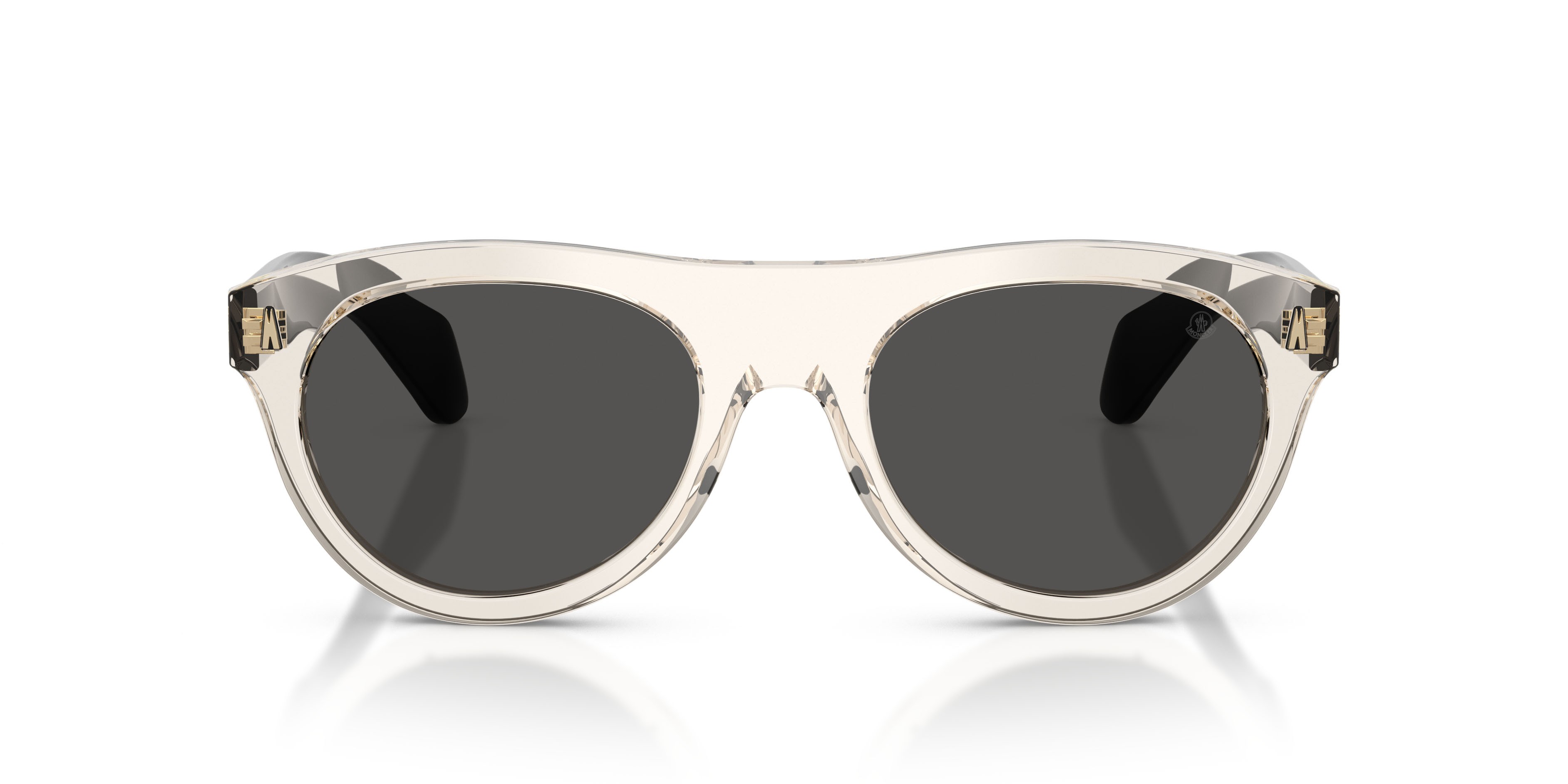 Occhiali da sole Moncler Splash ME 6022U (300387) colore burro trasparente forma ovale lenti grigio scuro
