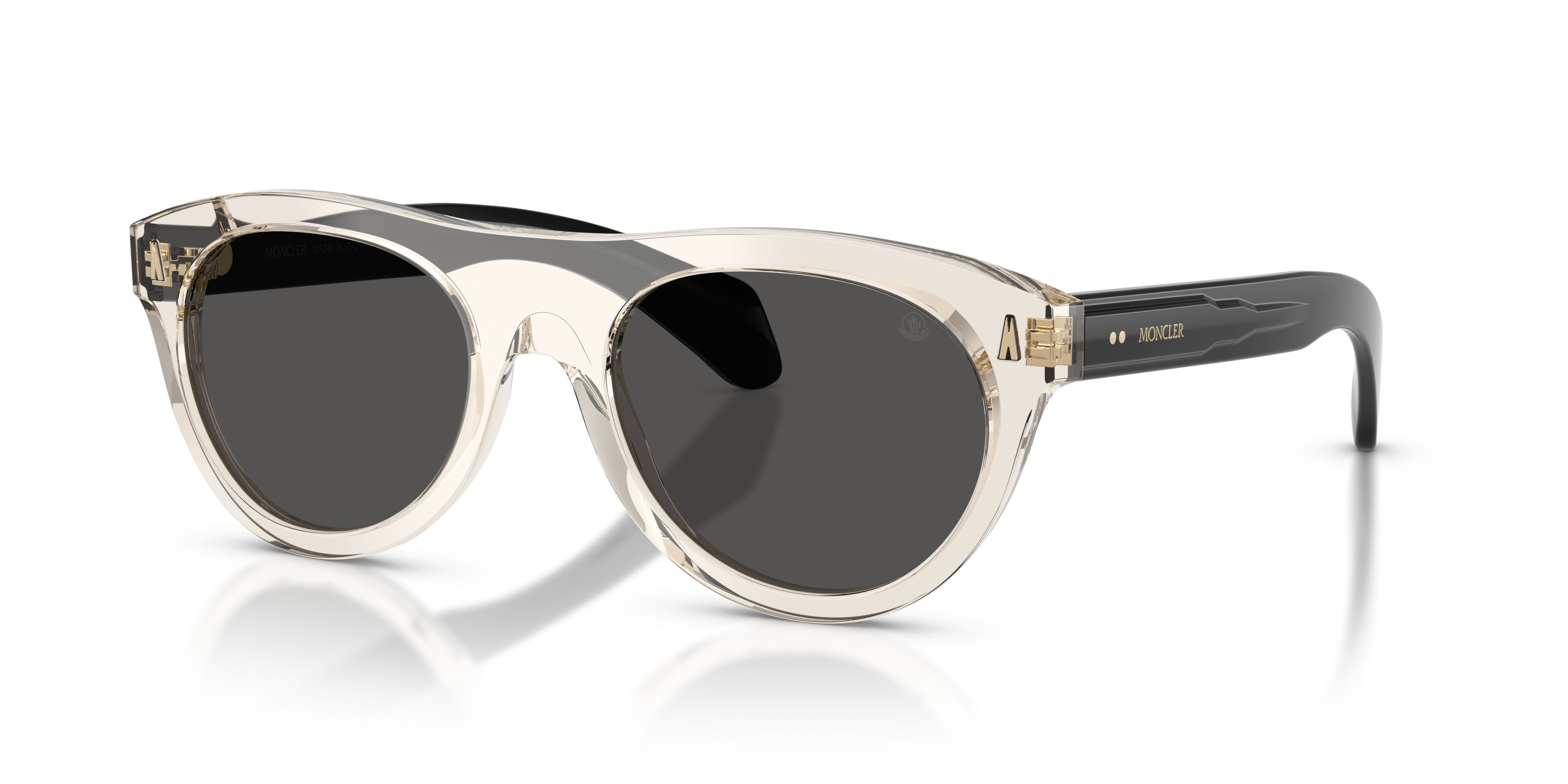 Occhiali da sole Moncler Splash ME 6022U (300387) colore burro trasparente forma ovale lenti grigio scuro