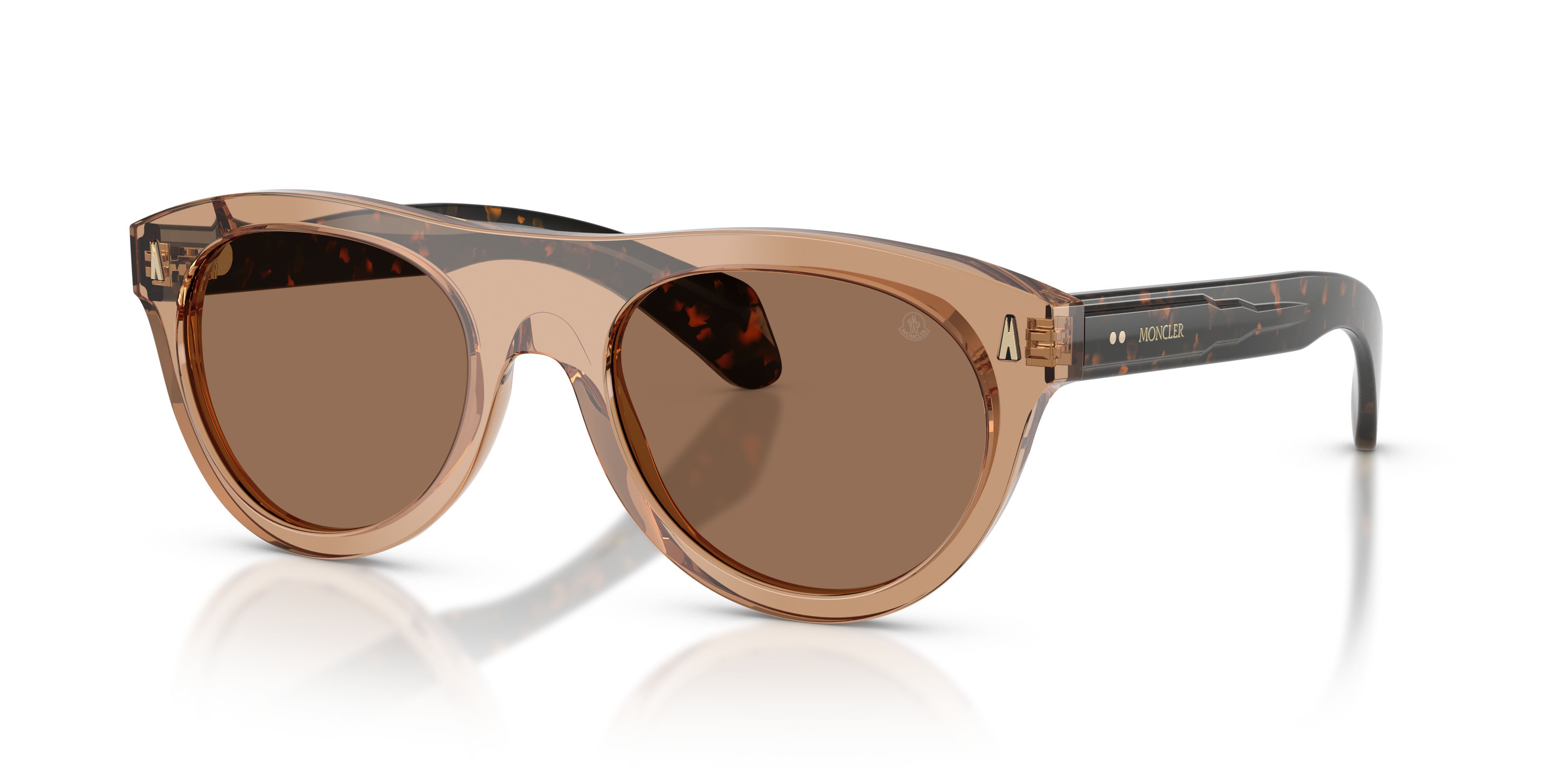 Occhiali da sole Moncler Splash ME 6022U (303773) colore marrone trasparente lucido forma ovale lenti marrone scuro