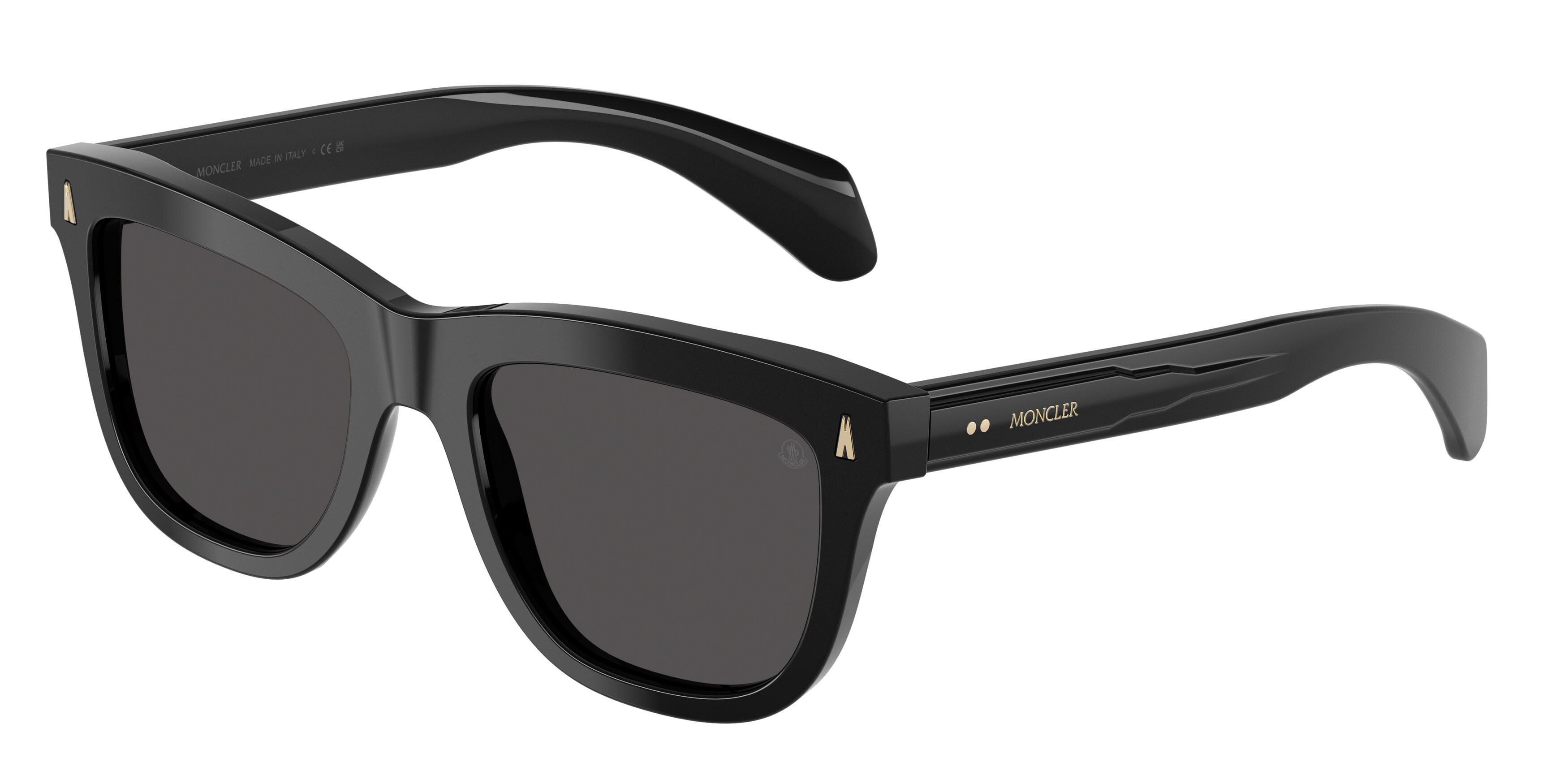 Occhiali da sole Moncler Bronzz ME 6023 (300187) colore nero lucido forma quadrato lenti grigio scuro tinta unita