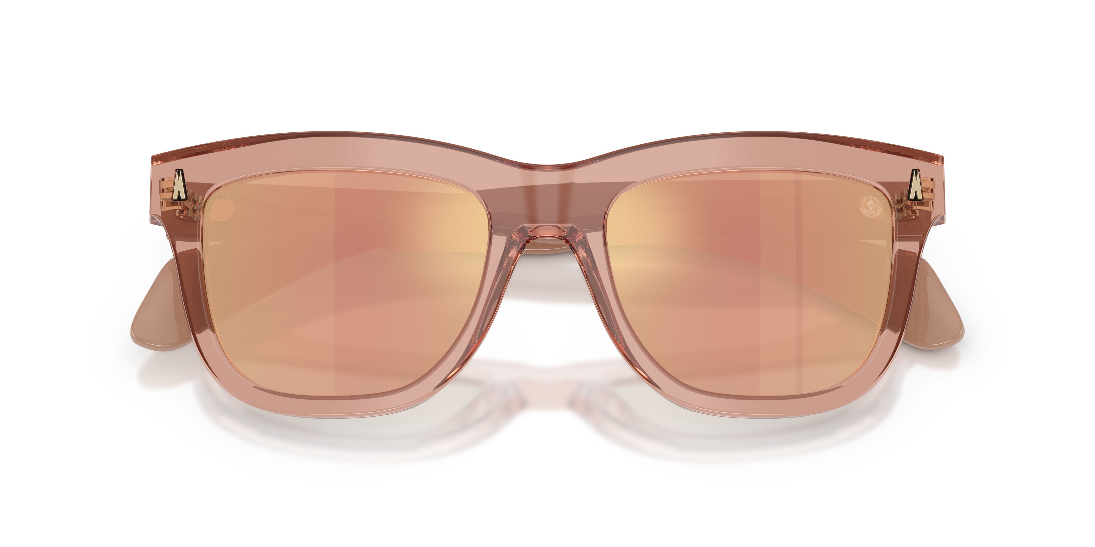 Occhiali da sole Moncler Bronzz ME 6023 (30087J) colore rosa brillante trasparente forma quadrato lenti rose/gold
