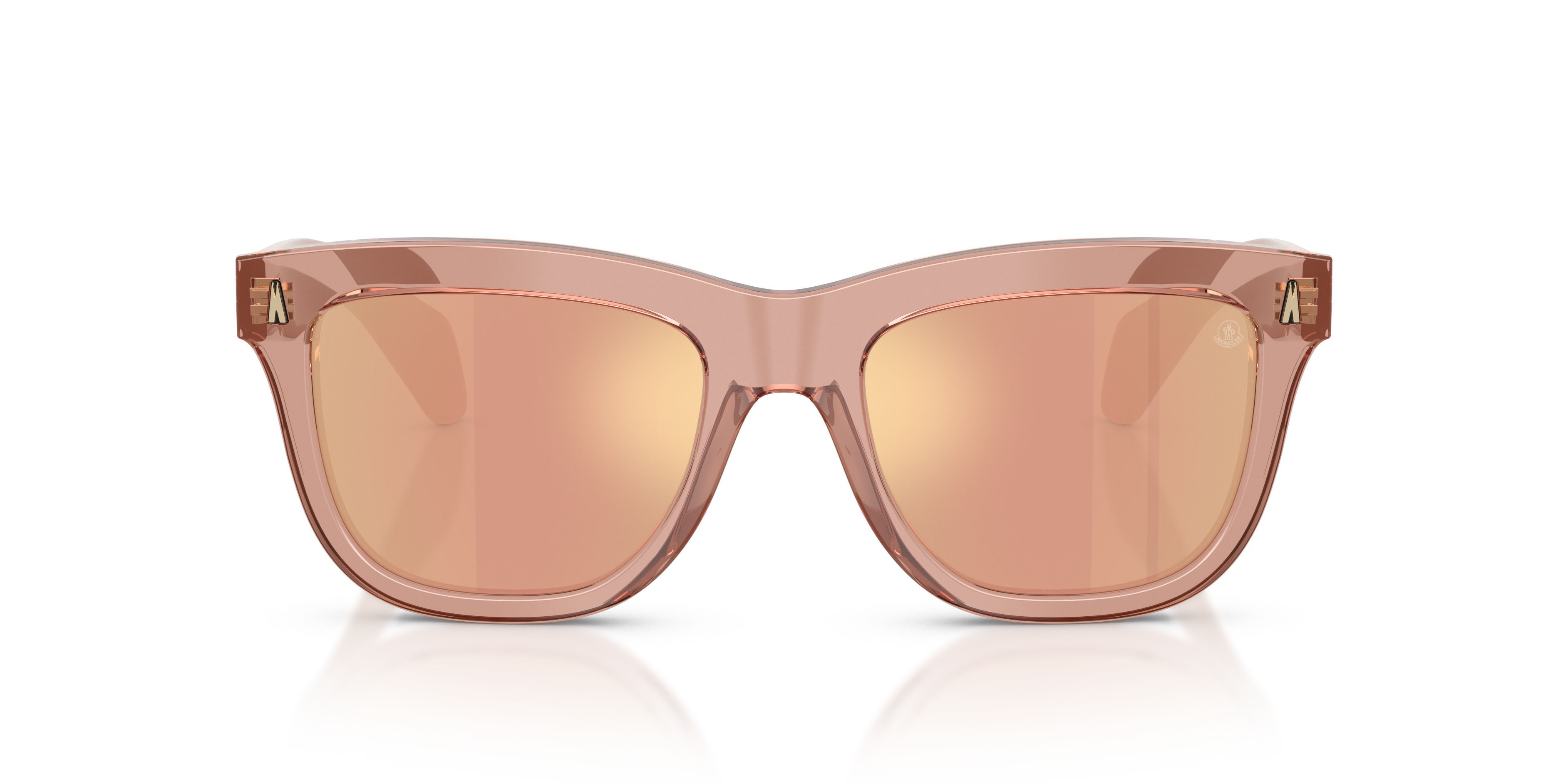 Occhiali da sole Moncler Bronzz ME 6023 (30087J) colore rosa brillante trasparente forma quadrato lenti rose/gold