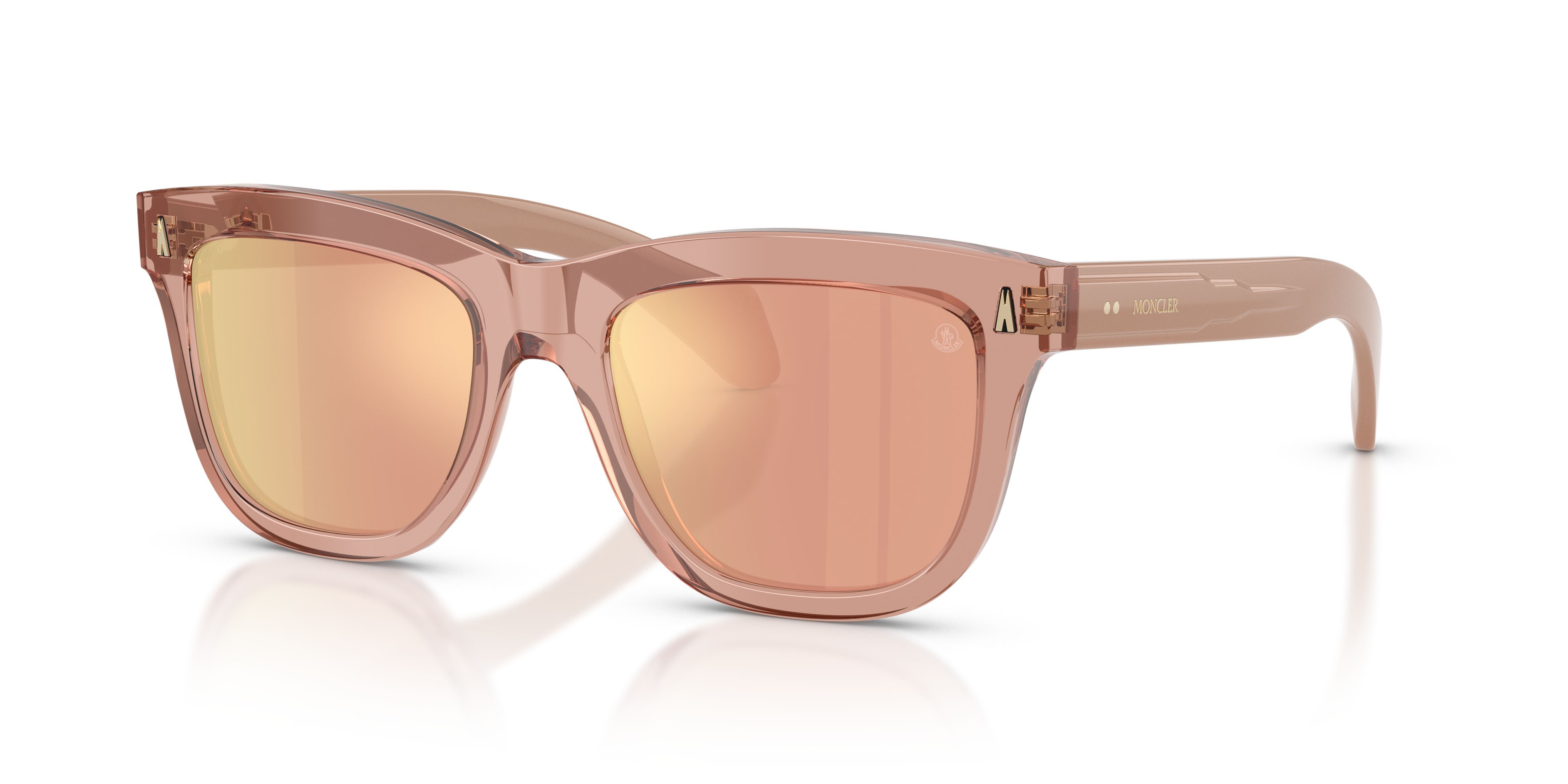 Occhiali da sole Moncler Bronzz ME 6023 (30087J) colore rosa brillante trasparente forma quadrato lenti rose/gold