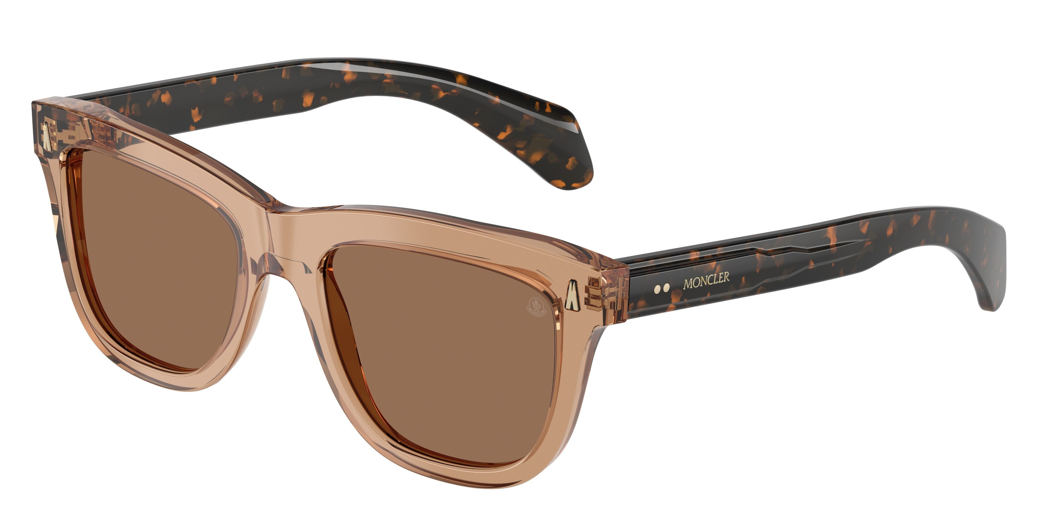 Occhiali da sole Moncler Bronzz ME 6023 (303773) colore marrone trasparente lucido forma quadrato lenti marrone scuro