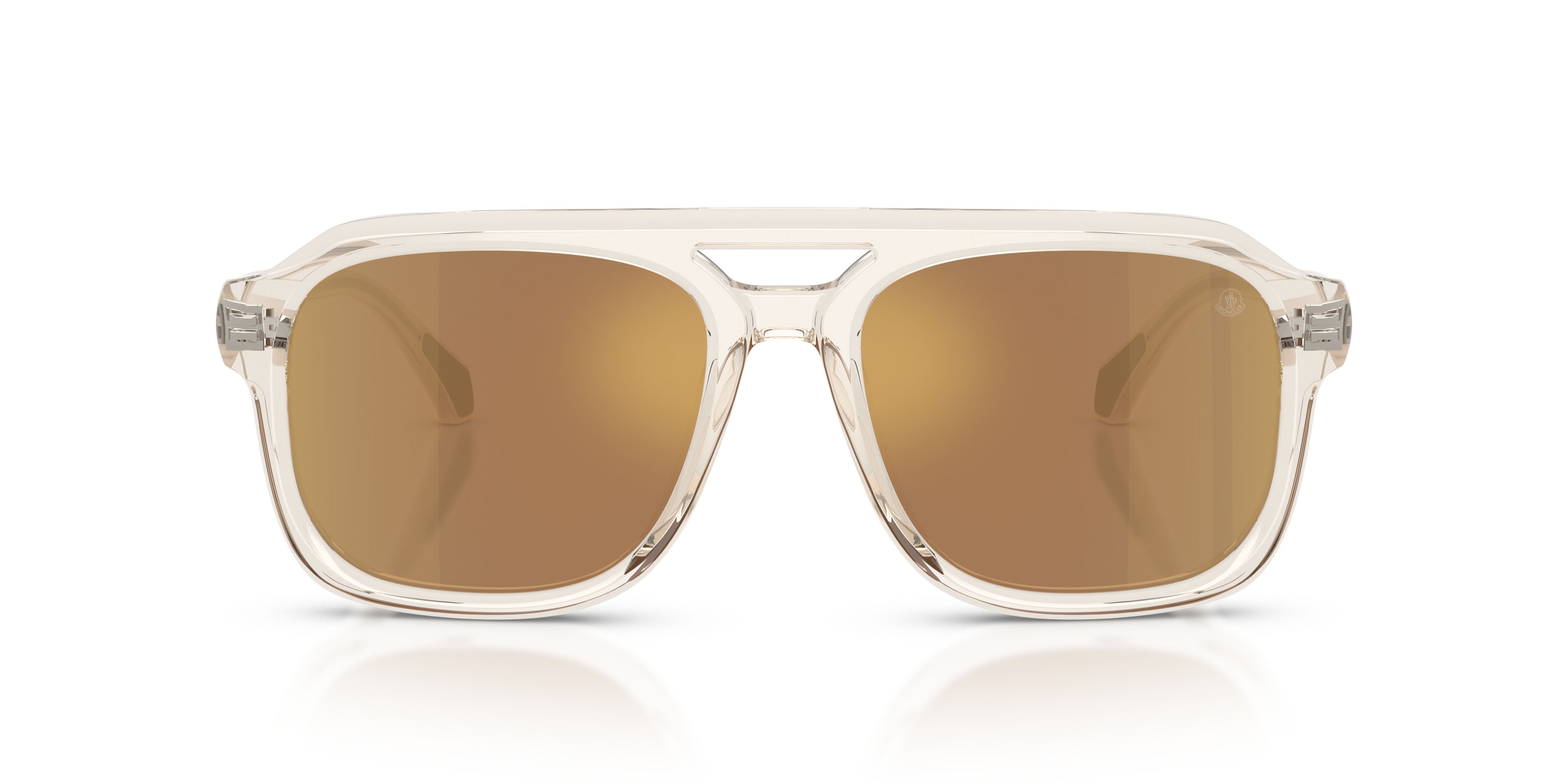Occhiali da sole Moncler Vantos ME 6024 (30032T) colore burro trasparente forma quadrato lenti marrone specchiata oro polarizzata