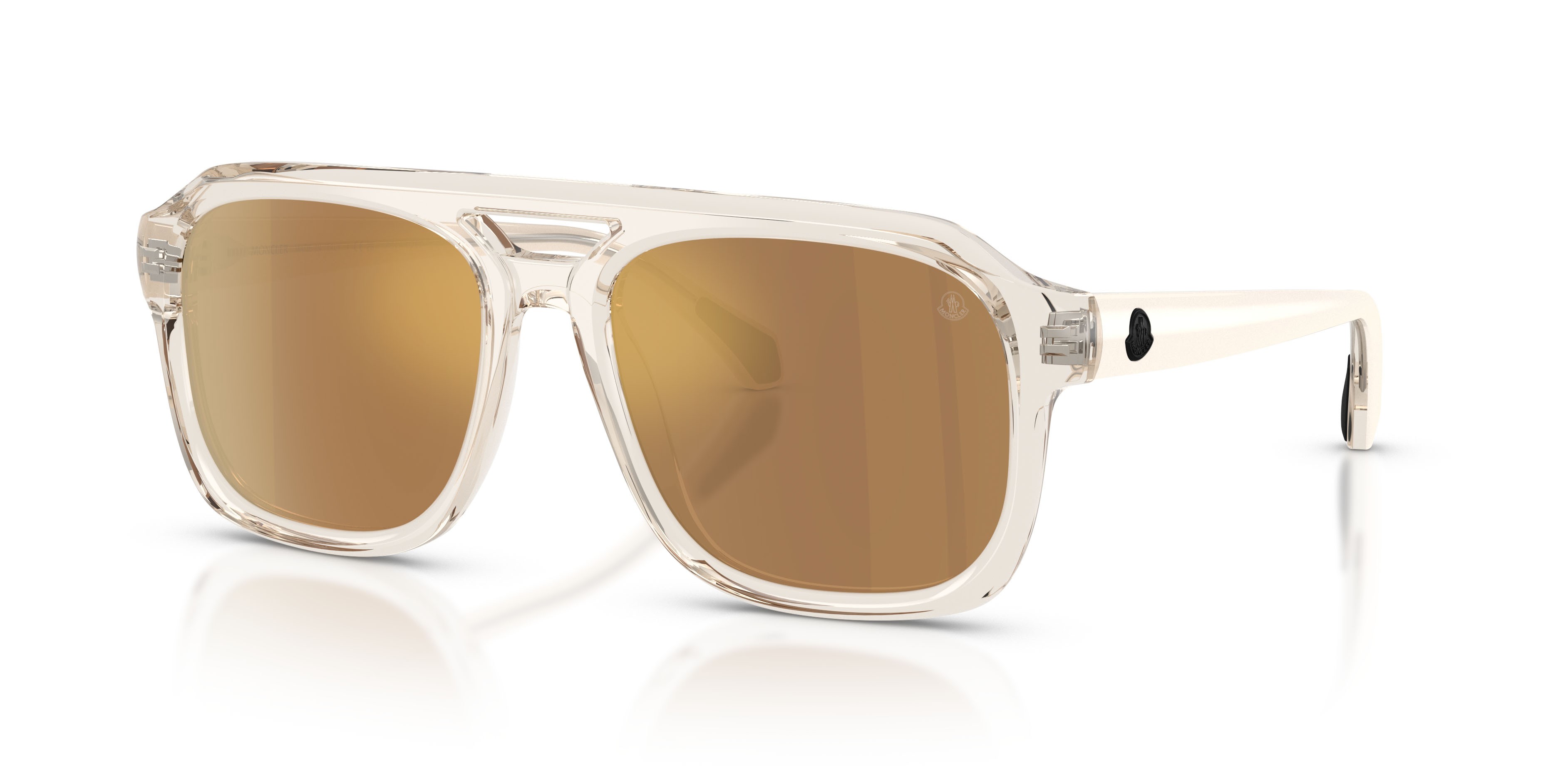 Occhiali da sole Moncler Vantos ME 6024 (30032T) colore burro trasparente forma quadrato lenti marrone specchiata oro polarizzata