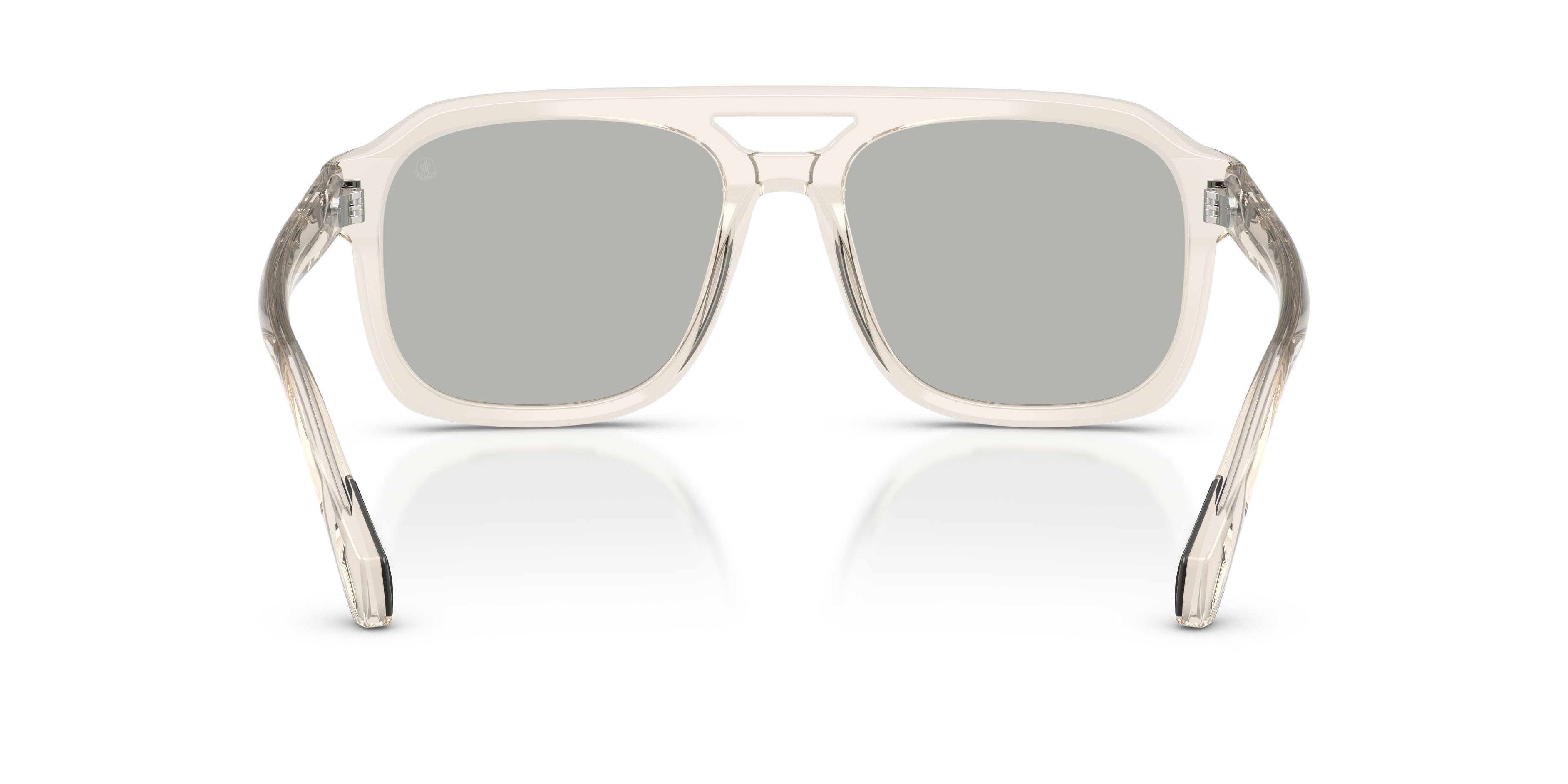 Occhiali da sole Moncler Vantos ME 6024 (30037I) colore burro trasparente forma quadrato lenti argento a specchio