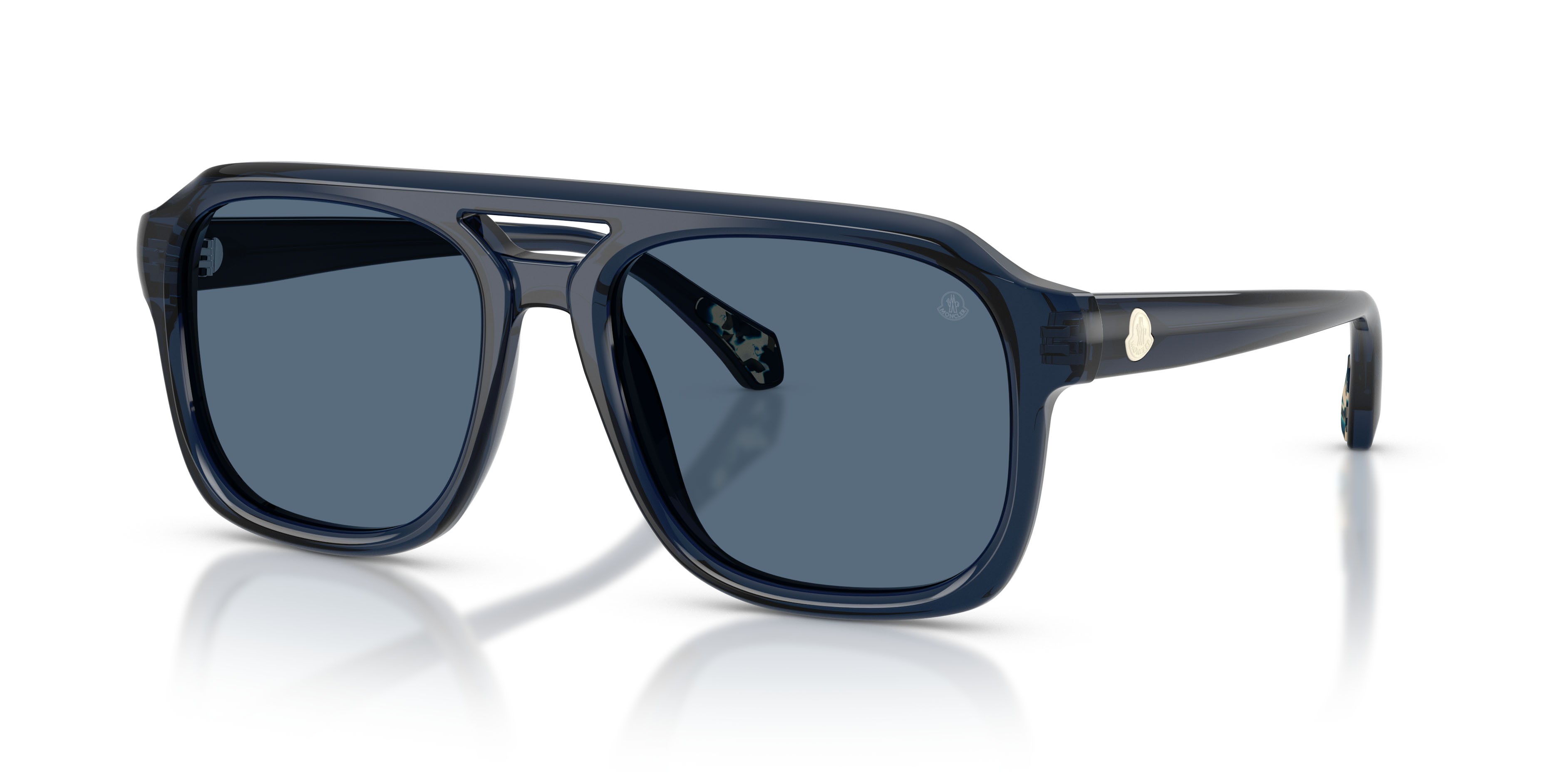 Occhiali da sole Moncler Vantos ME 6024 (304780) colore blu trasparente lucido forma quadrato lenti blu tinta unita