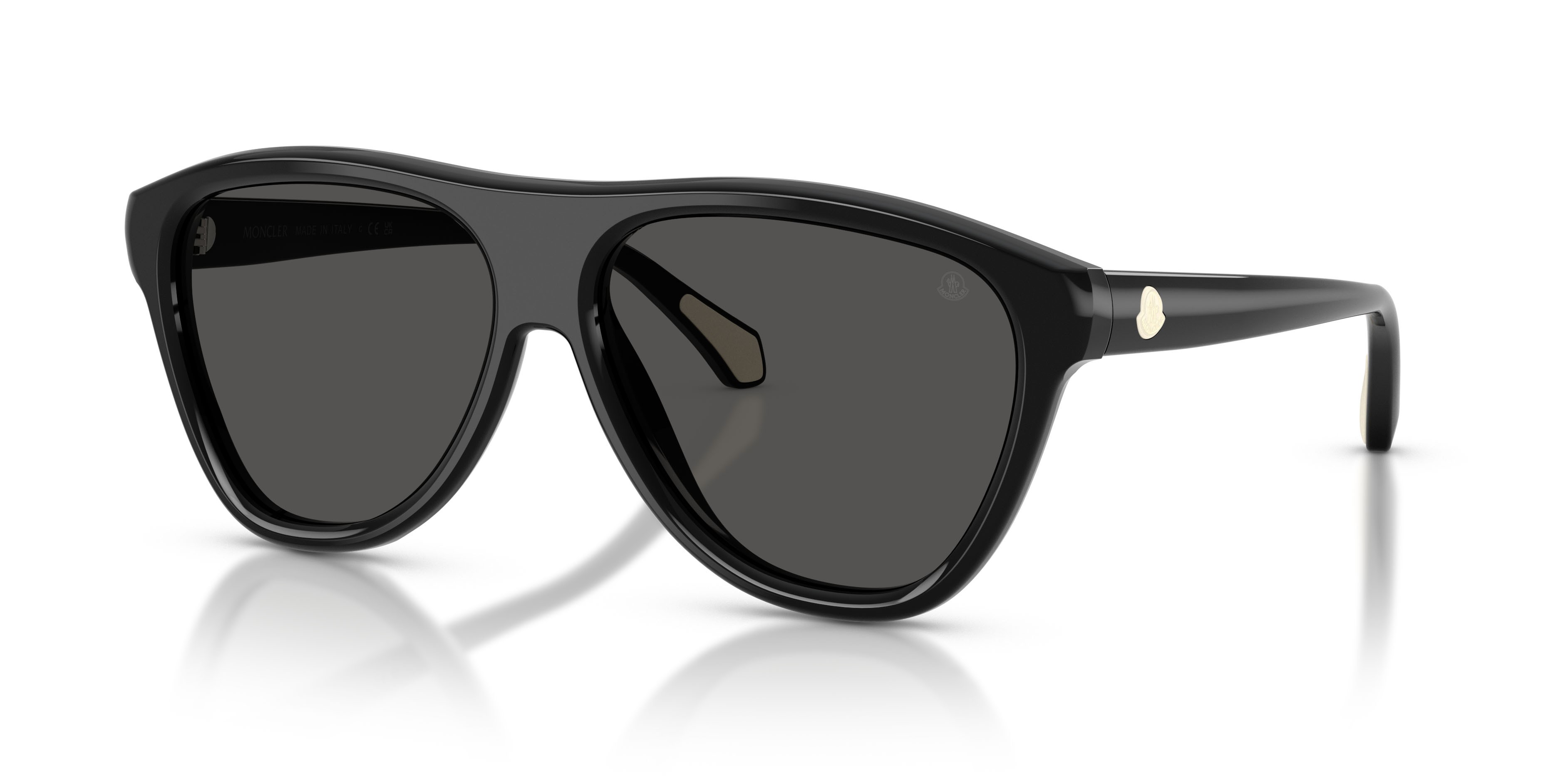 Occhiali da sole Moncler Incline ME 6025U (300187) colore nero lucido forma aviator lenti grigio tinta unita