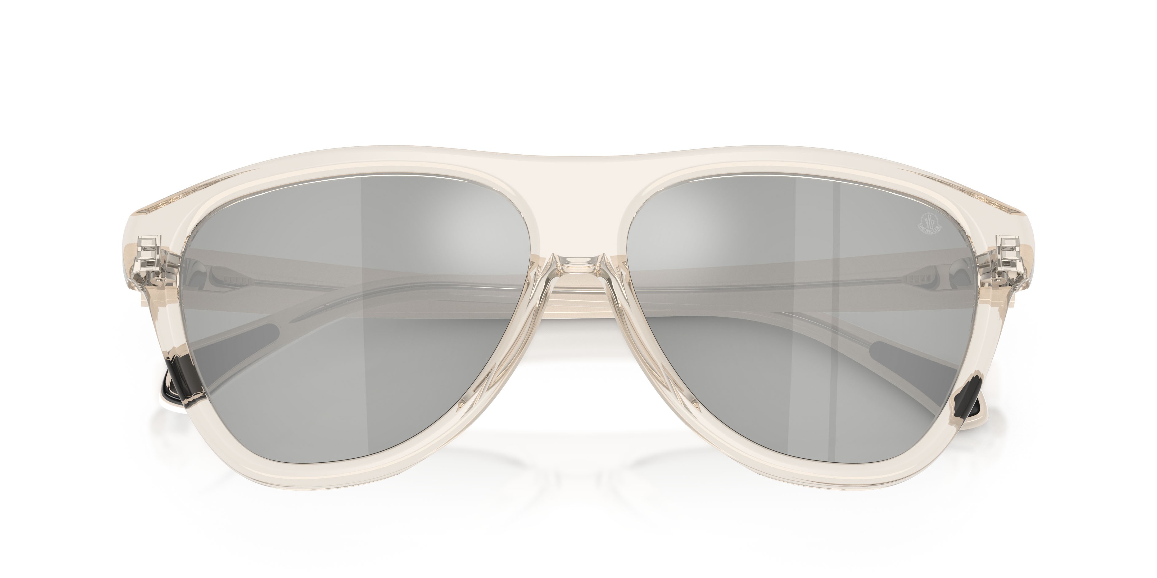 Sunglasses Moncler Incline ME 6025U (30037I) color burro trasparente shape aviator lenses argento a specchio