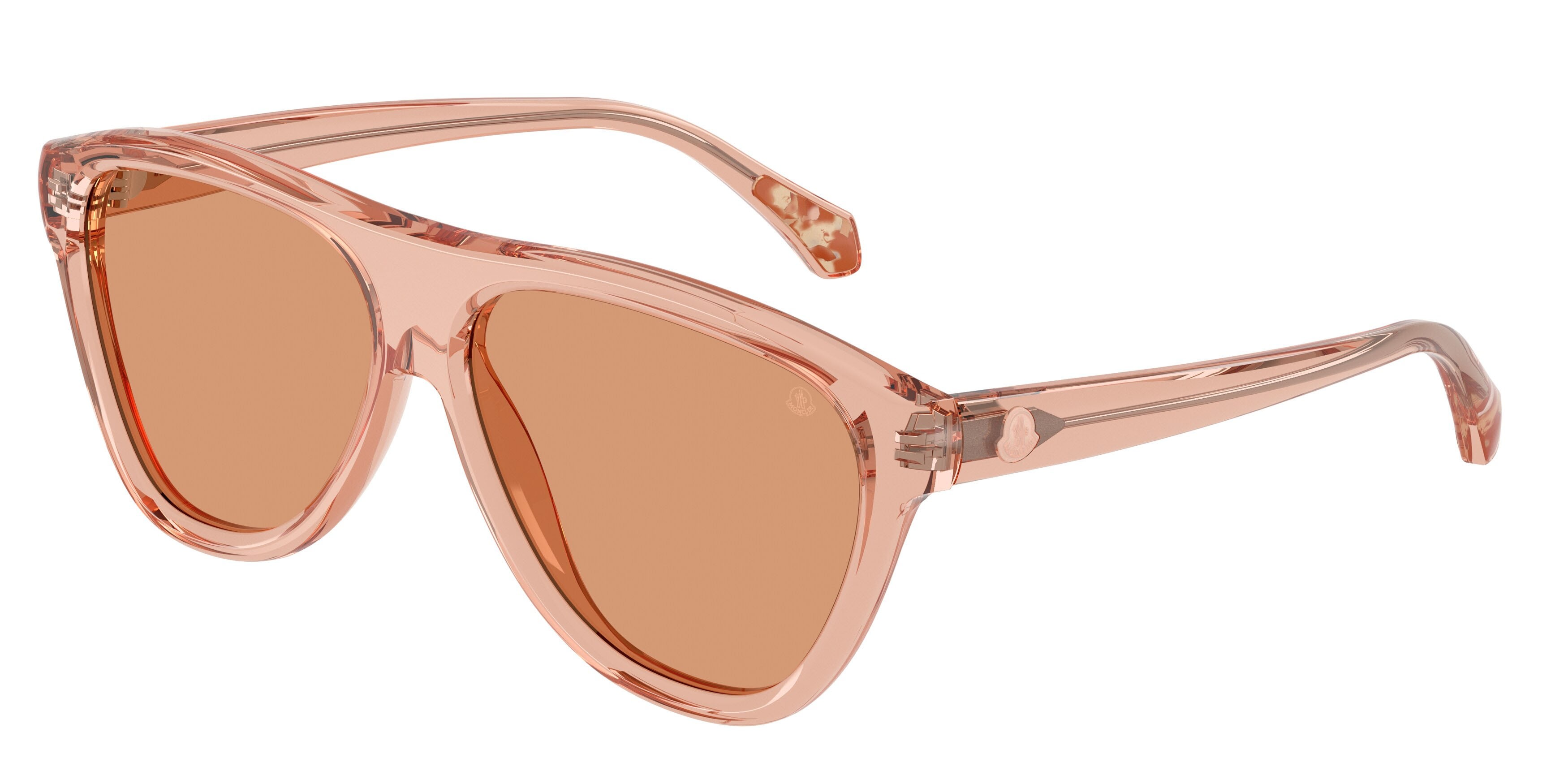 Occhiali da sole Moncler Incline ME 6025U (3045/7) colore rosa trasparente lucido forma aviator lenti rosa tinta unita