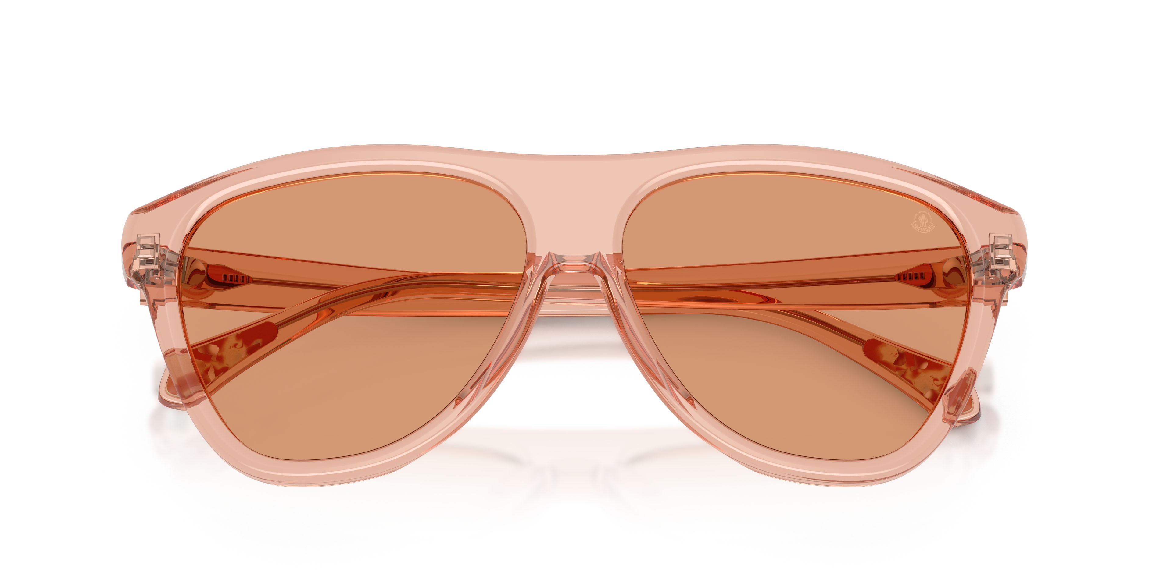 Occhiali da sole Moncler Incline ME 6025U (3045/7) colore rosa trasparente lucido forma aviator lenti rosa tinta unita