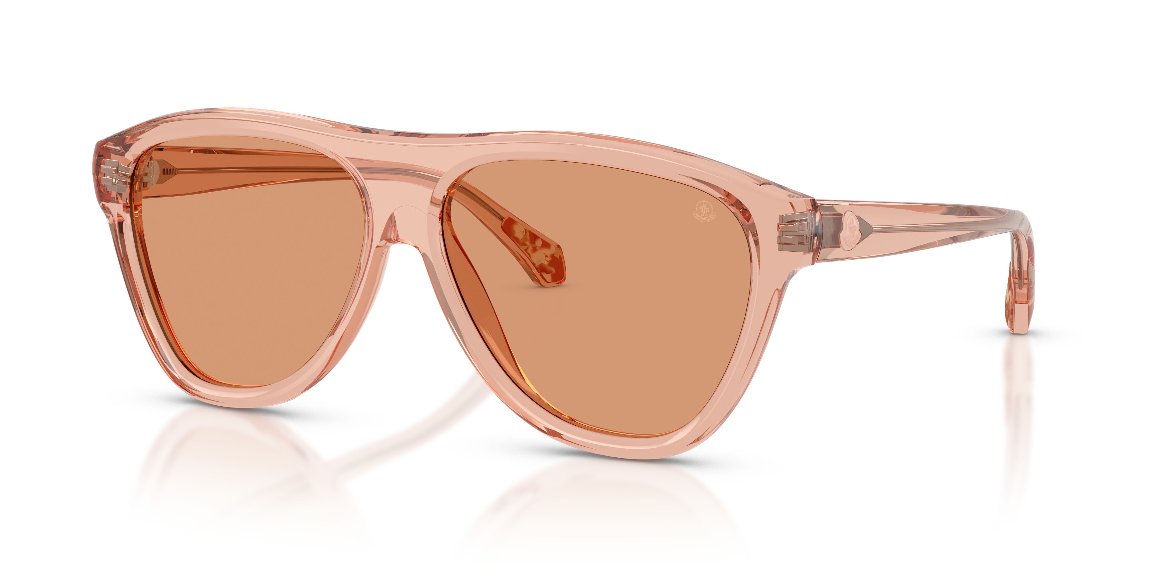 Occhiali da sole Moncler Incline ME 6025U (3045/7) colore rosa trasparente lucido forma aviator lenti rosa tinta unita