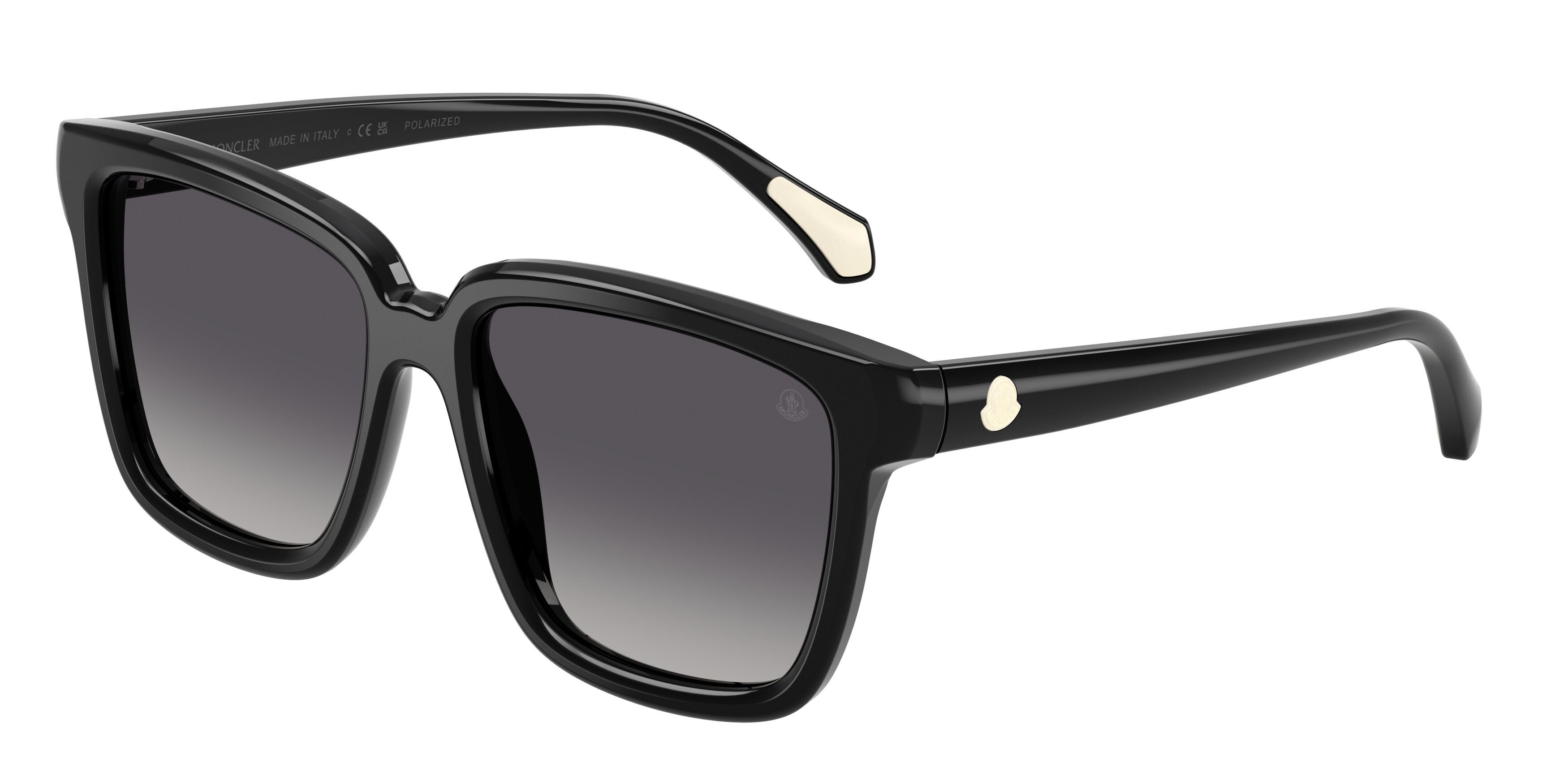 Occhiali da sole Moncler Clasico ME 6026 (3001T3) colore nero lucido forma quadrato lenti sfumato grigio