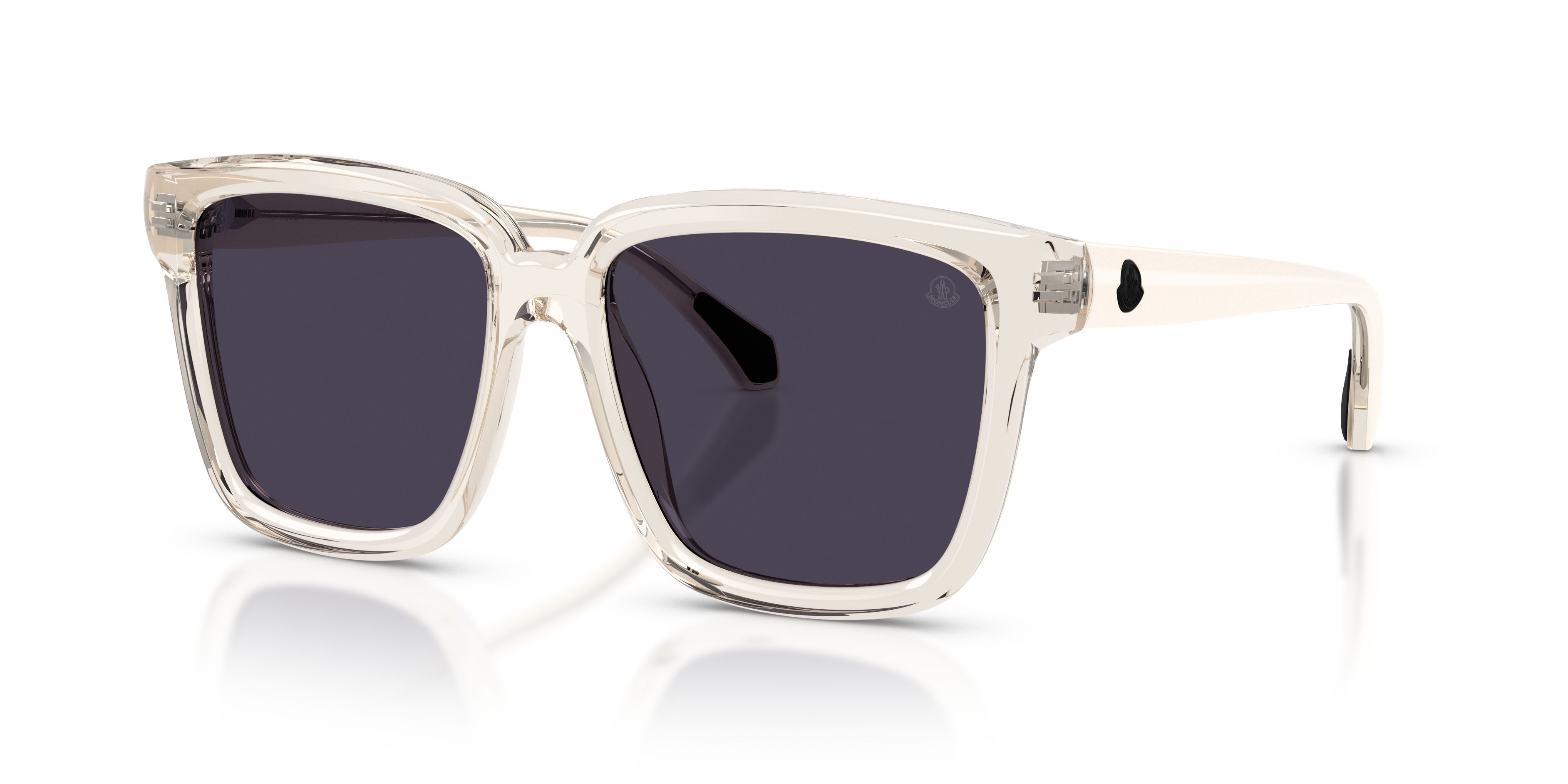Occhiali da sole Moncler Clasico ME 6026 (3003M3) colore burro trasparente forma quadrato lenti grigio