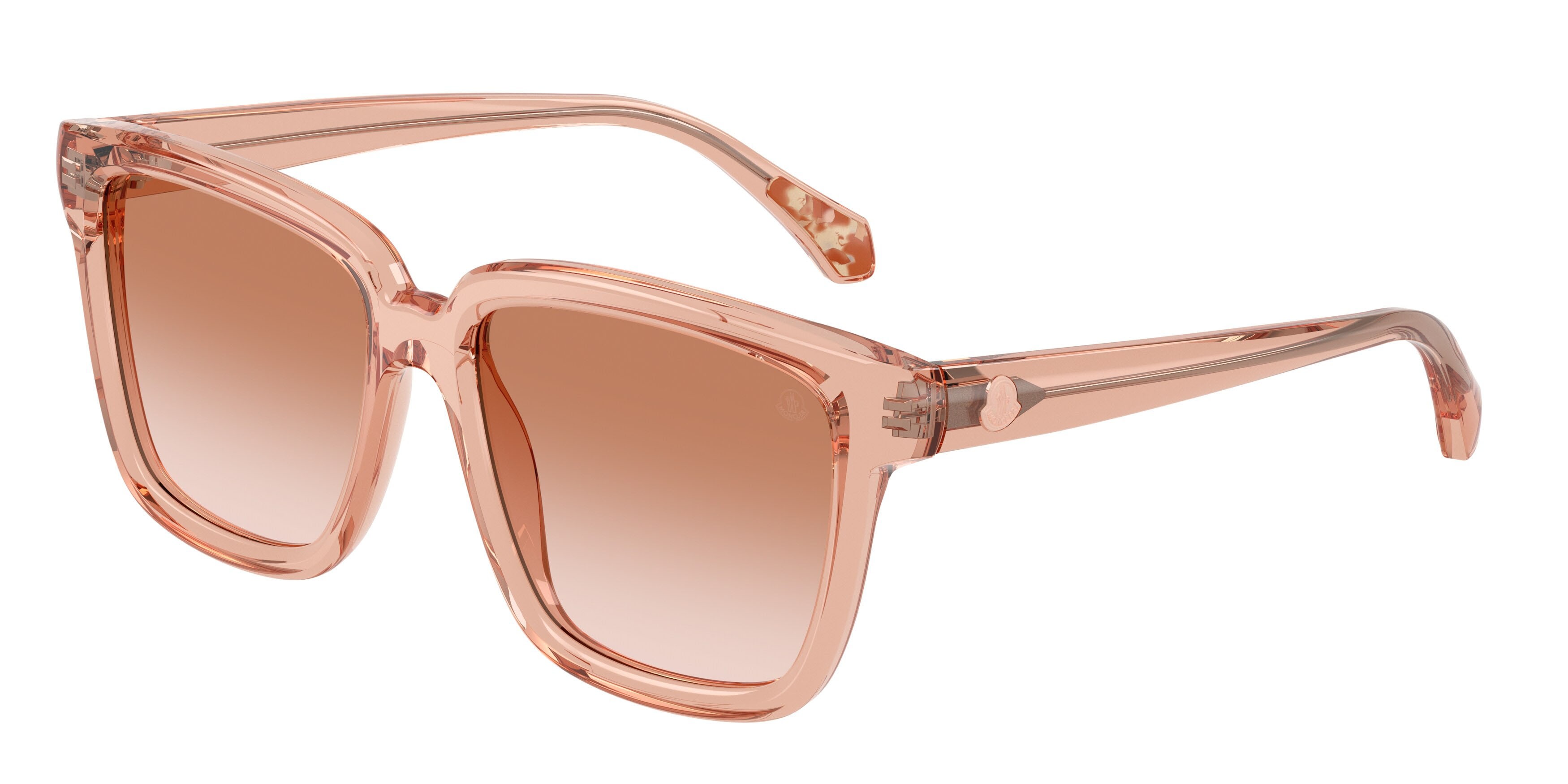 Occhiali da sole Moncler Clasico ME 6026 (304513) colore rosa trasparente lucido forma quadrato lenti marrone chiaro sfumato