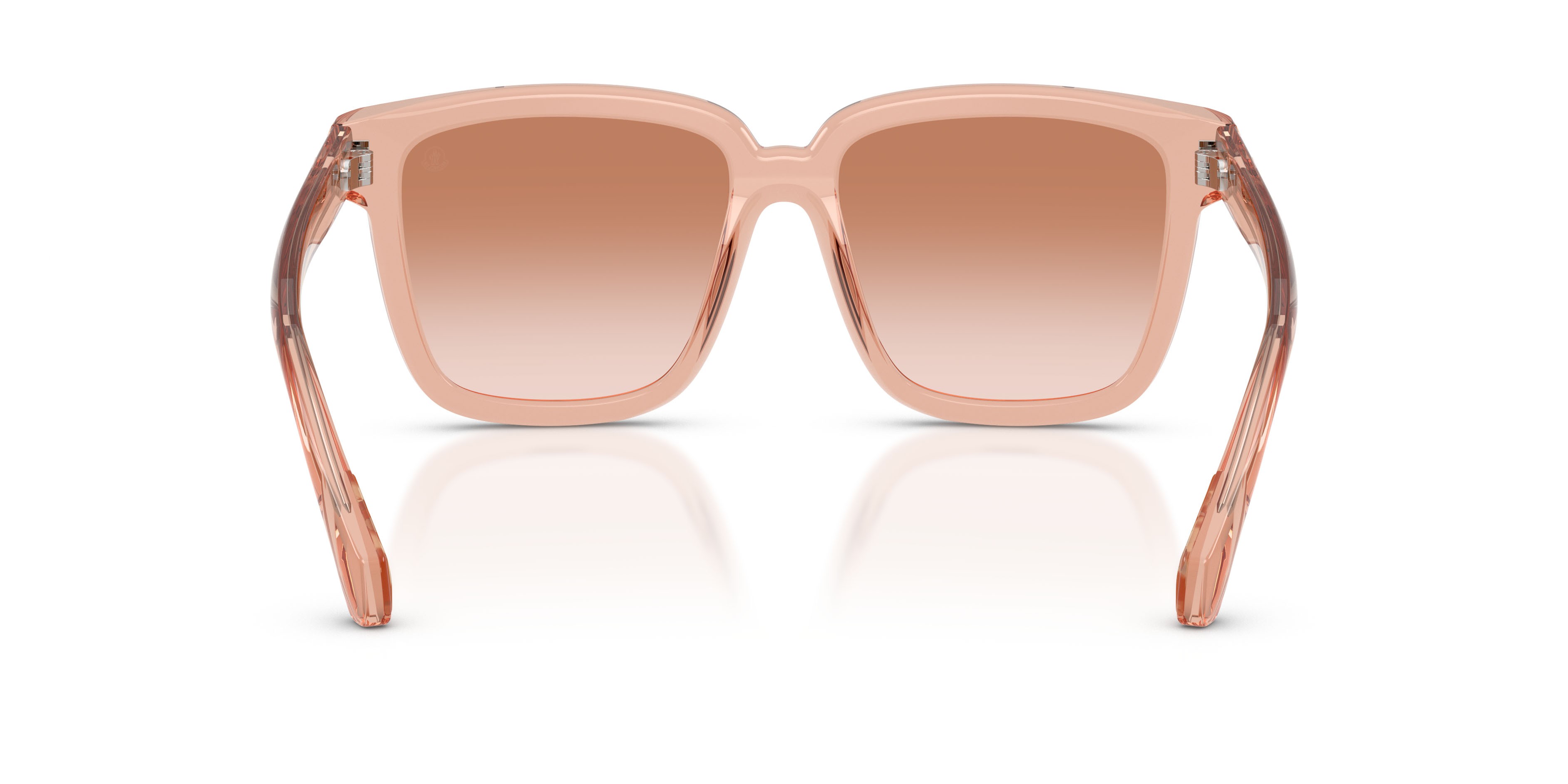 Occhiali da sole Moncler Clasico ME 6026 (304513) colore rosa trasparente lucido forma quadrato lenti marrone chiaro sfumato