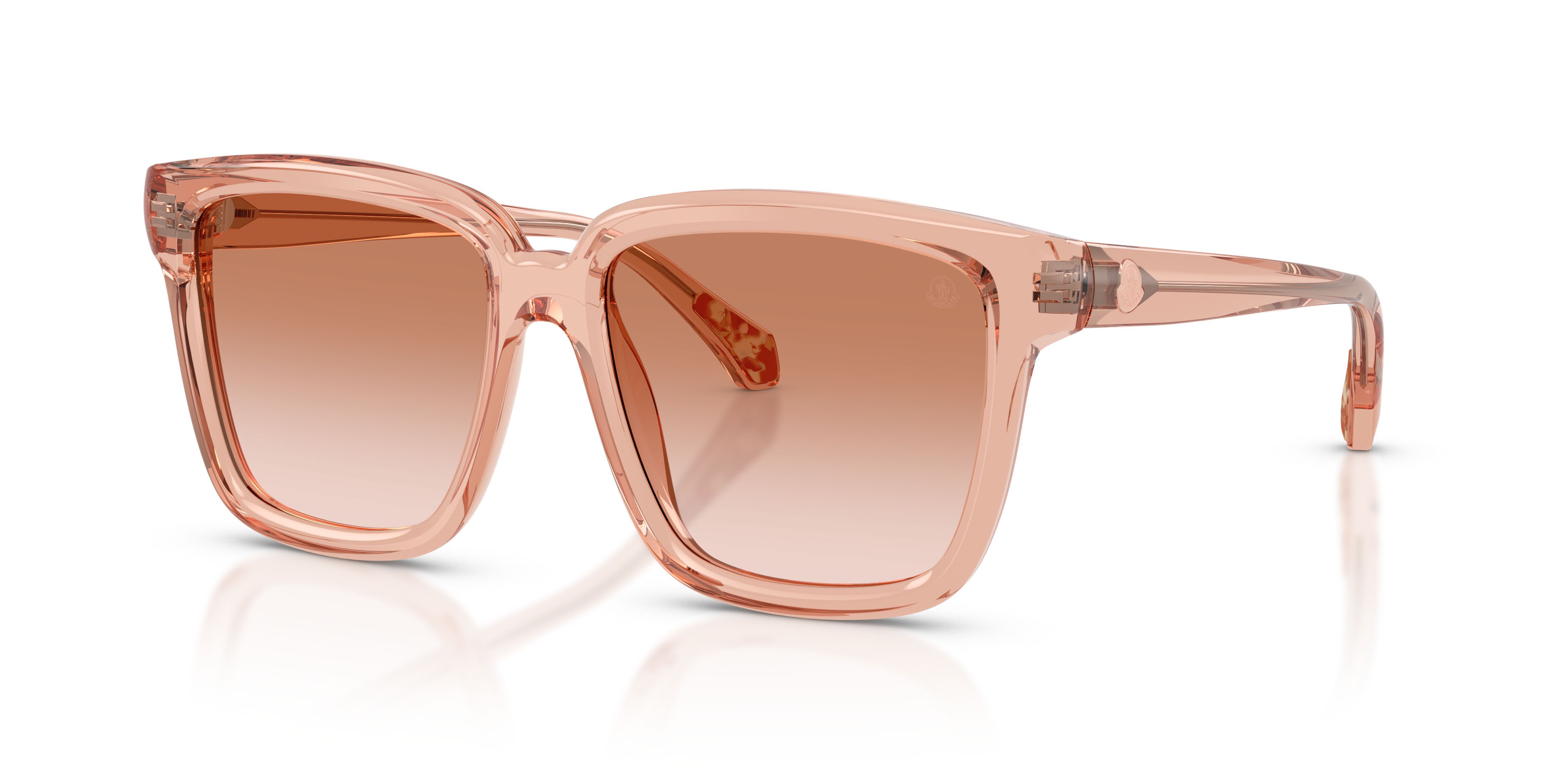 Occhiali da sole Moncler Clasico ME 6026 (304513) colore rosa trasparente lucido forma quadrato lenti marrone chiaro sfumato