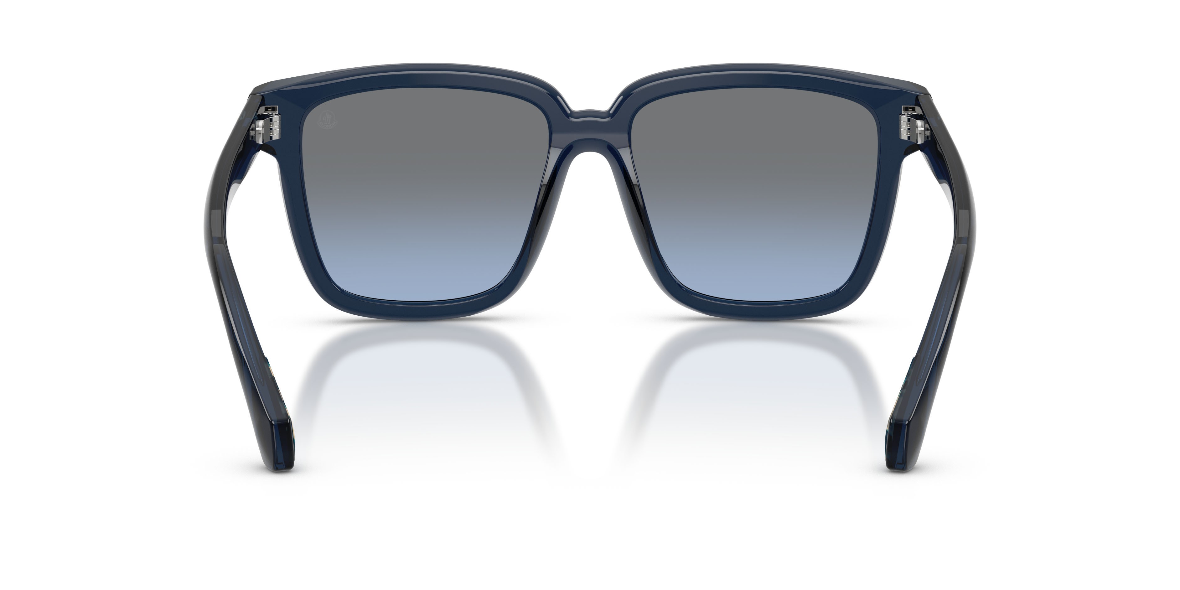 Occhiali da sole Moncler Clasico ME 6026 (30478F) colore blu trasparente lucido forma quadrato lenti blu sfumato
