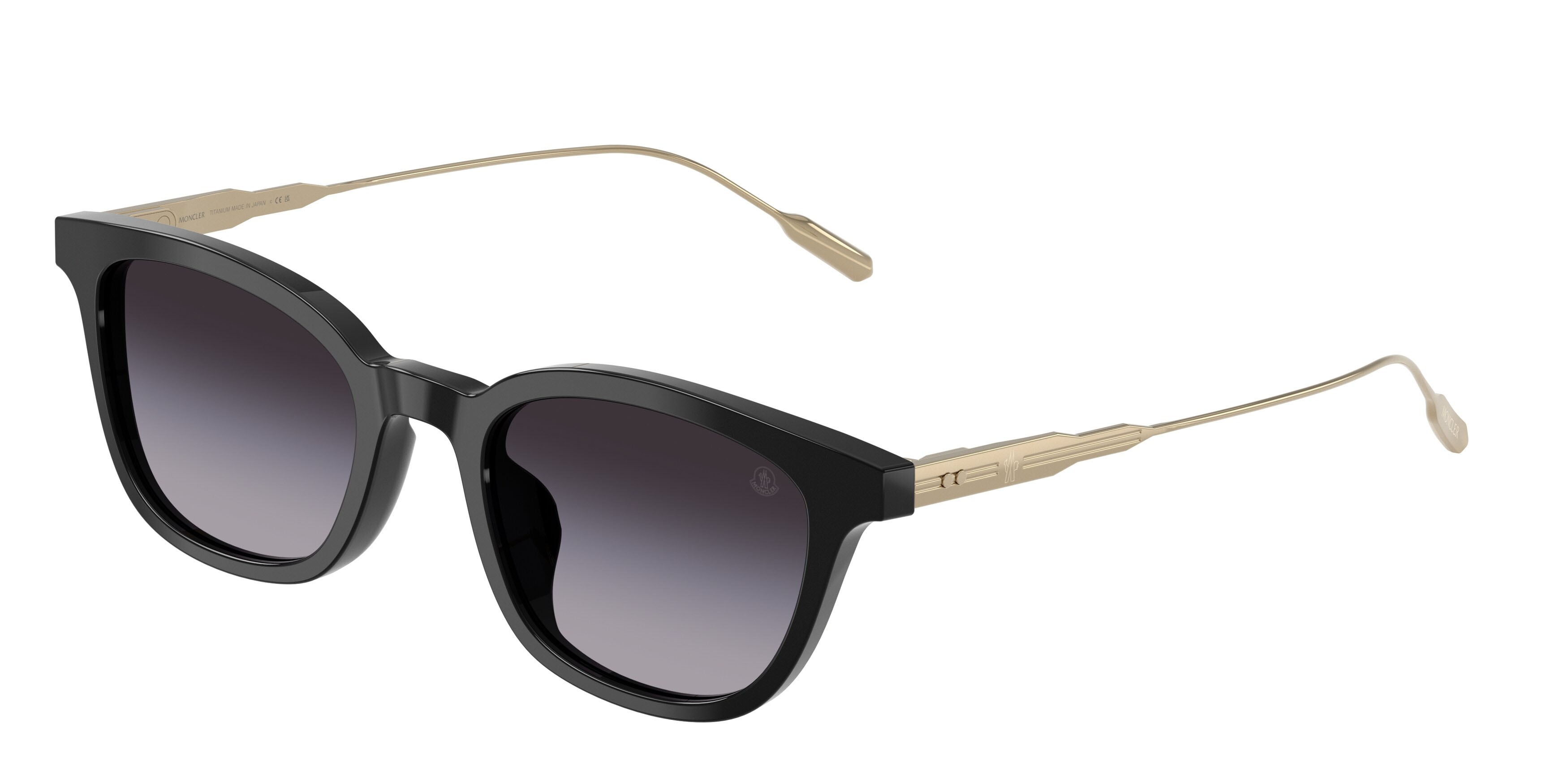 Occhiali da sole Moncler Lentis ME 6027D (30018G) colore nero lucido forma pantos lenti grigio sfumato