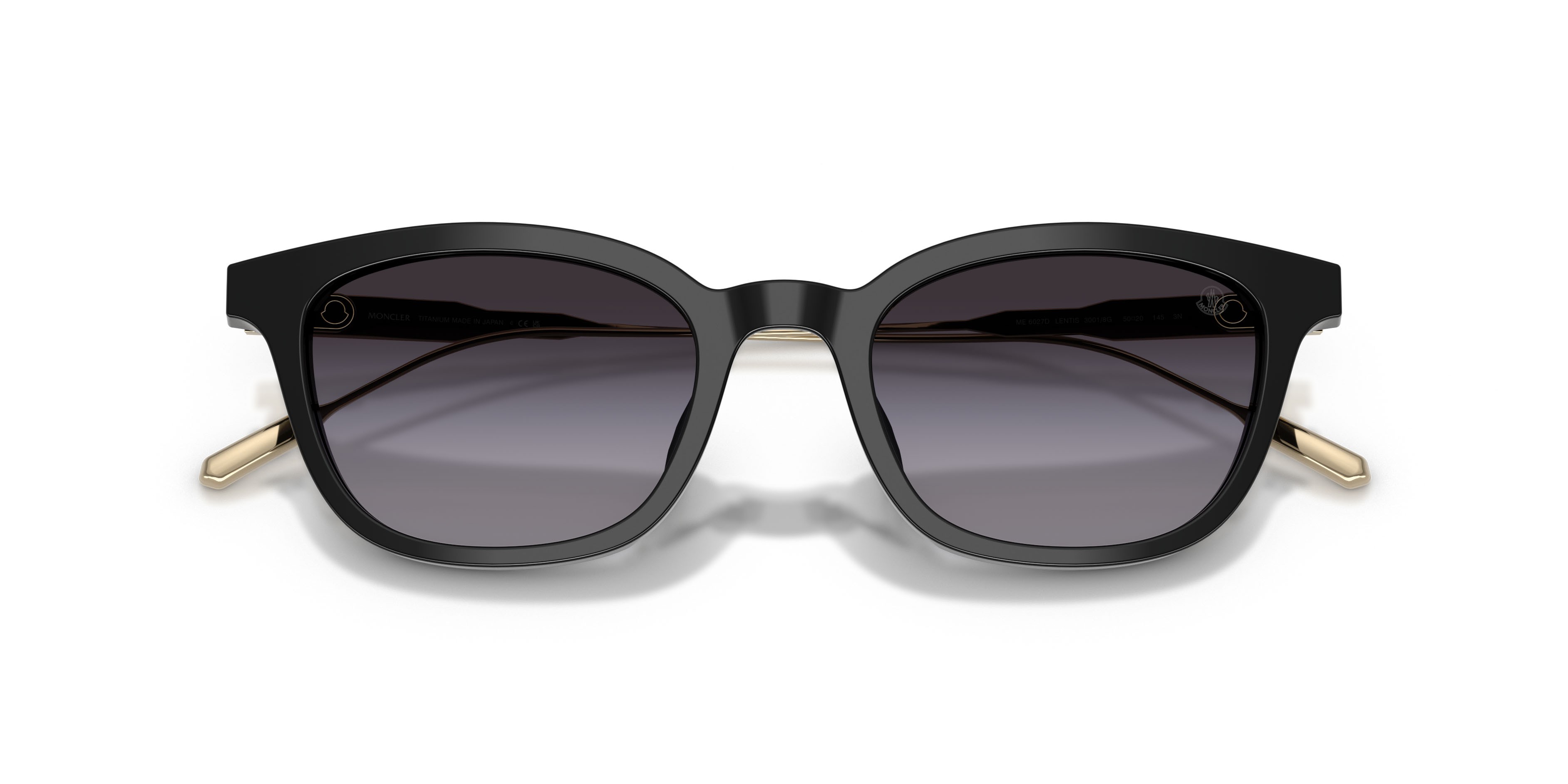 Occhiali da sole Moncler Lentis ME 6027D (30018G) colore nero lucido forma pantos lenti grigio sfumato