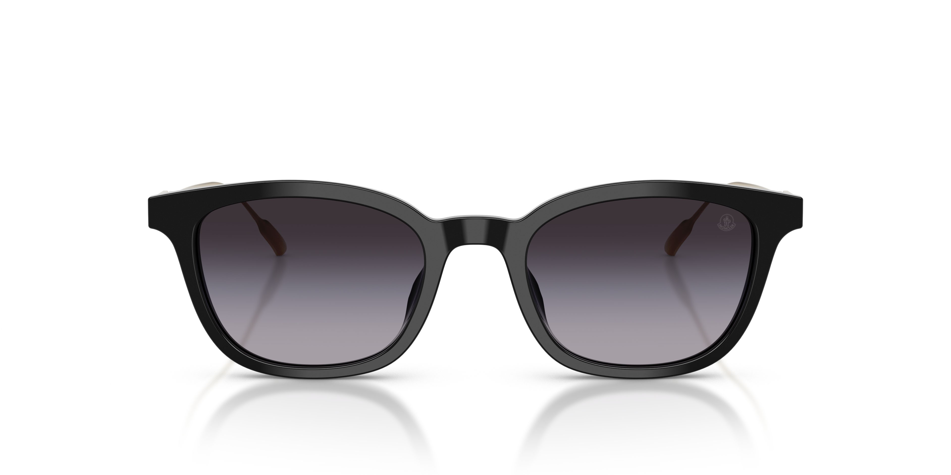 Occhiali da sole Moncler Lentis ME 6027D (30018G) colore nero lucido forma pantos lenti grigio sfumato