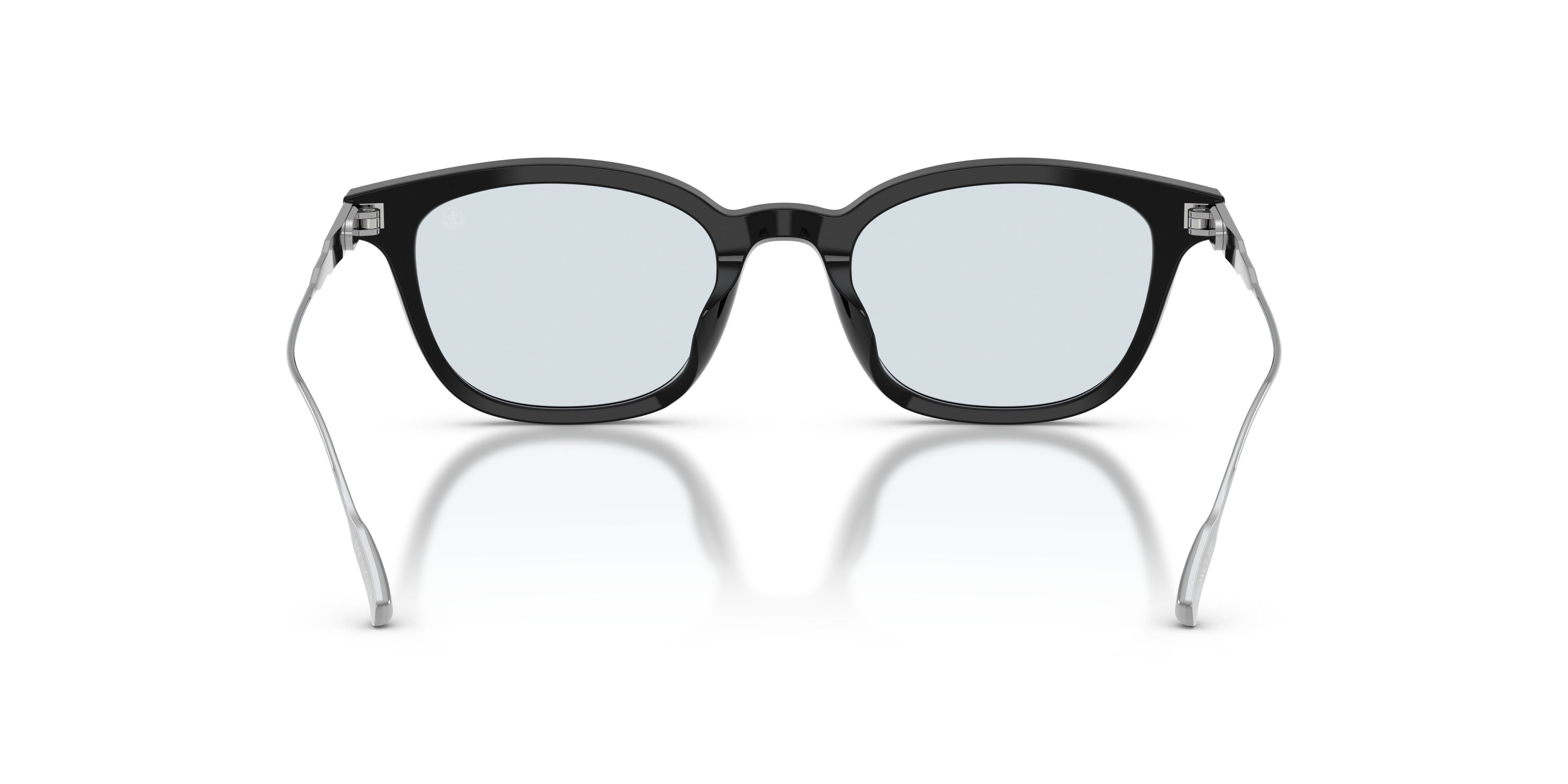 Occhiali da sole Moncler Lentis ME 6027D (3001EL) colore nero lucido forma pantos lenti celeste tinta unita