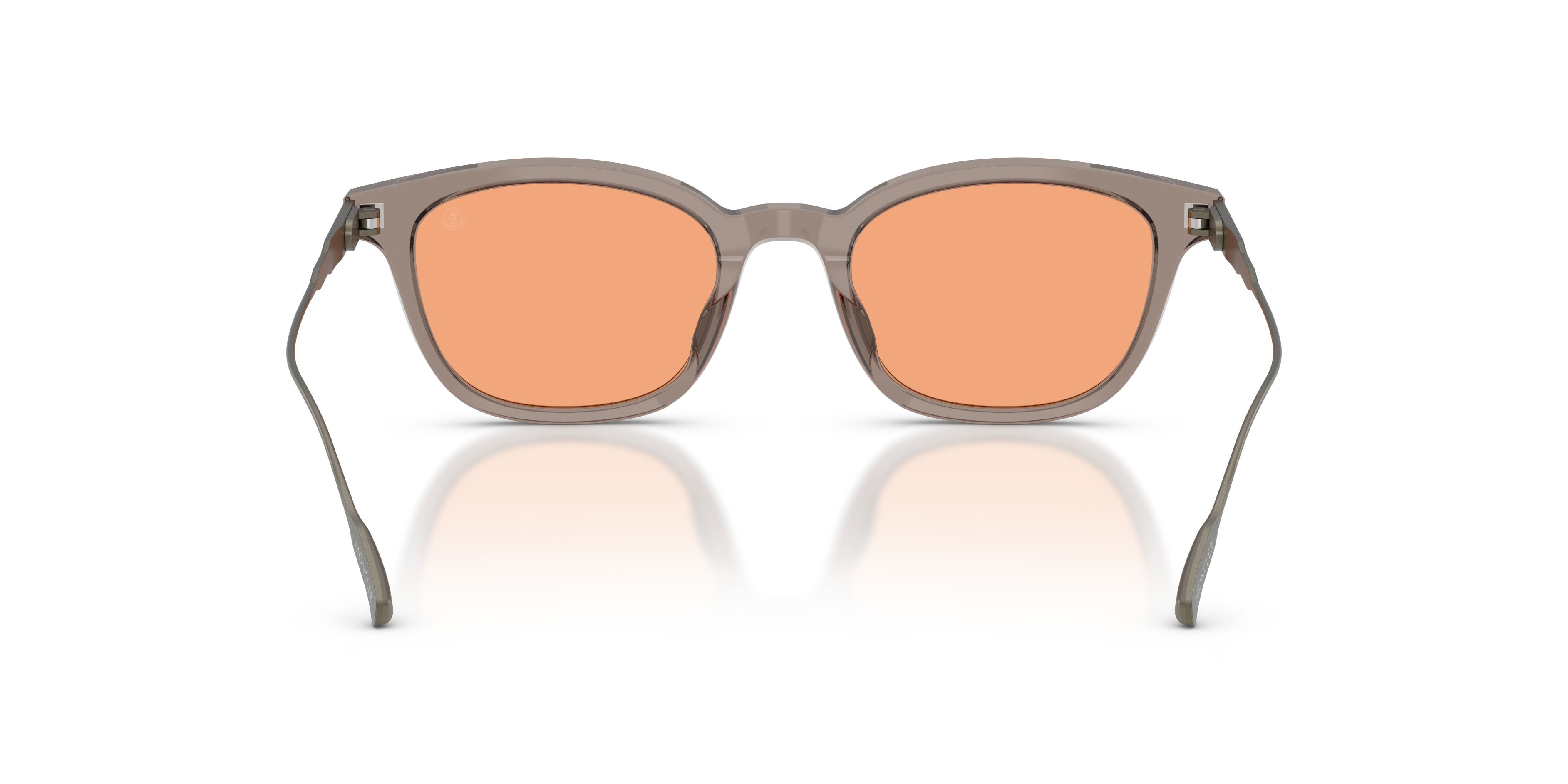 Occhiali da sole Moncler Lentis ME 6027D (300974) colore grigio trasparente lucido forma pantos lenti arancione tinta unita