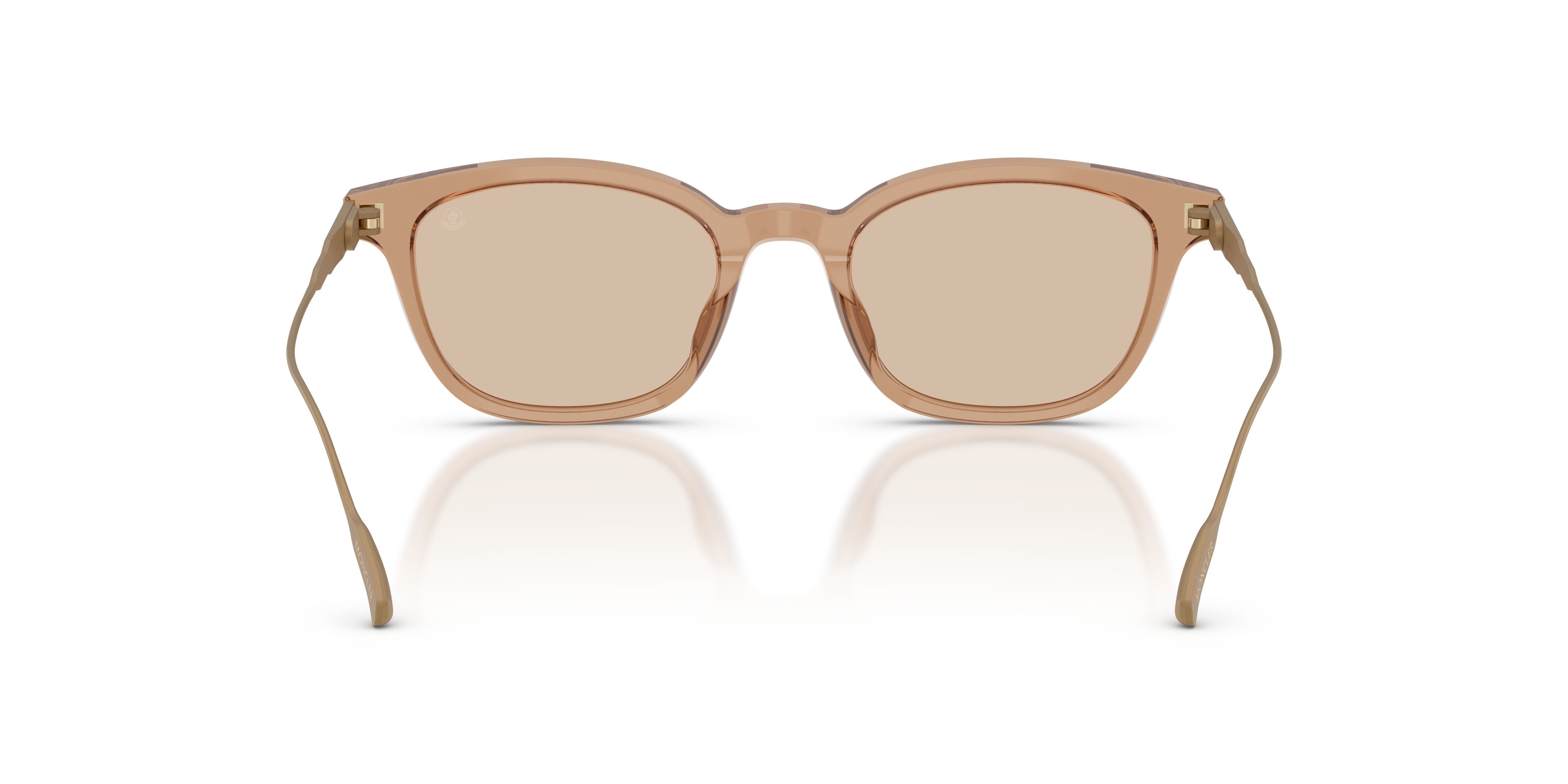 Sunglasses Moncler Lentis ME 6027D (303793) color marrone trasparente lucido shape pantos lenses marrone chiaro tinta unita