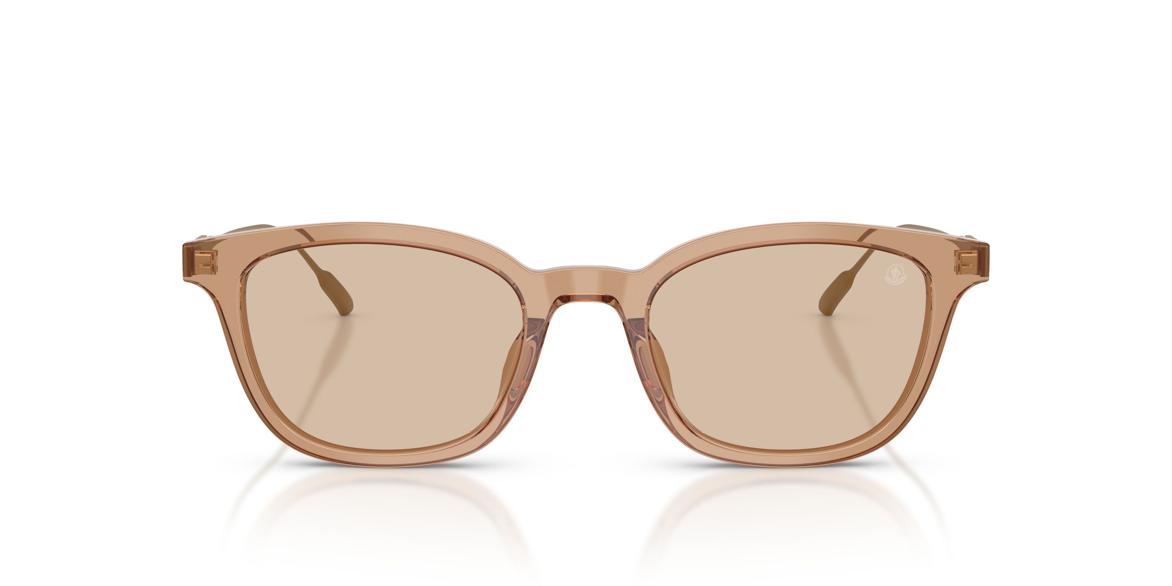Sunglasses Moncler Lentis ME 6027D (303793) color marrone trasparente lucido shape pantos lenses marrone chiaro tinta unita
