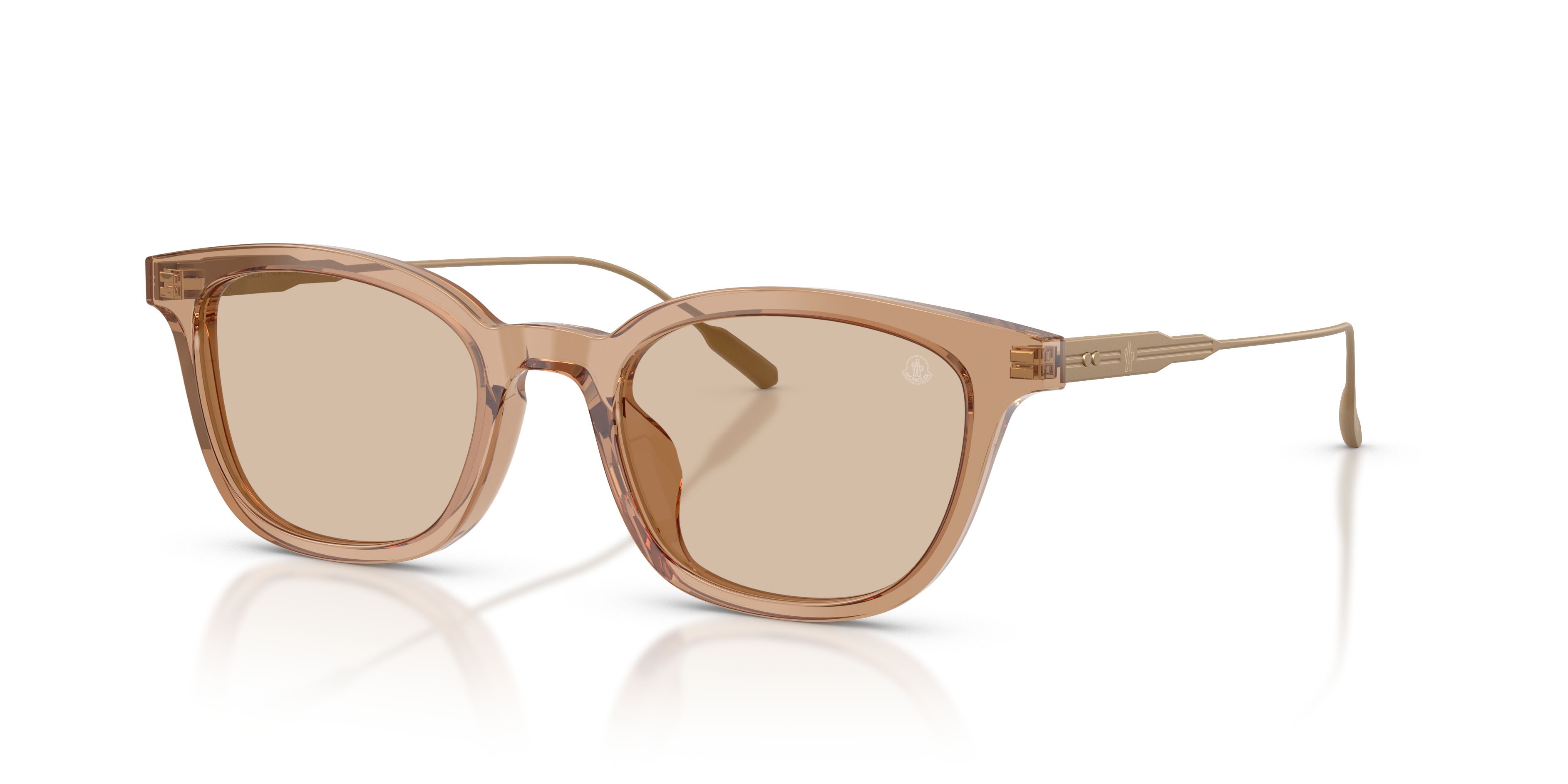 Sunglasses Moncler Lentis ME 6027D (303793) color marrone trasparente lucido shape pantos lenses marrone chiaro tinta unita