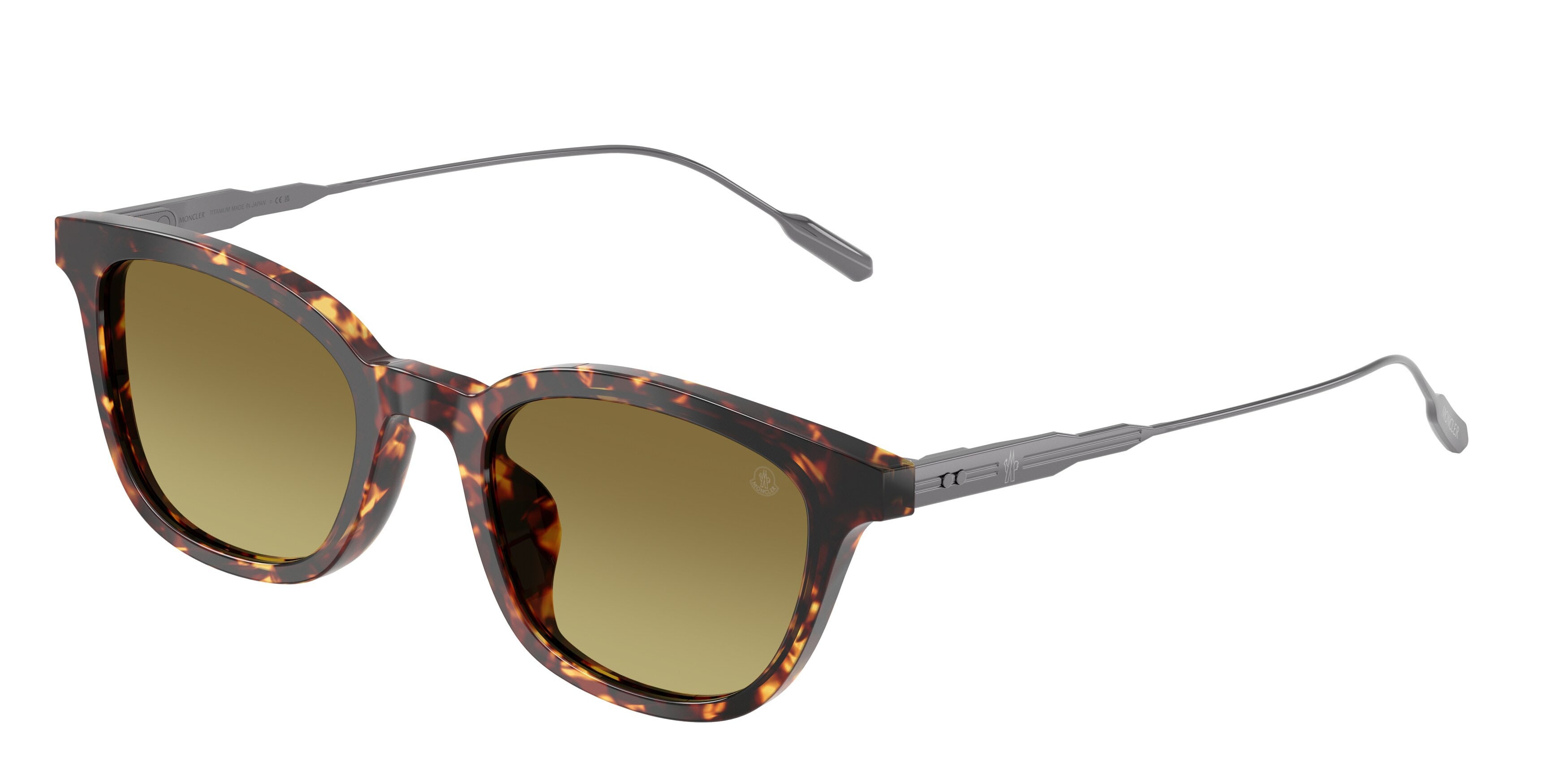 Occhiali da sole Moncler Lentis ME 6027D (30382A) colore marrone scuro tartarugato forma pantos lenti verde sfumato
