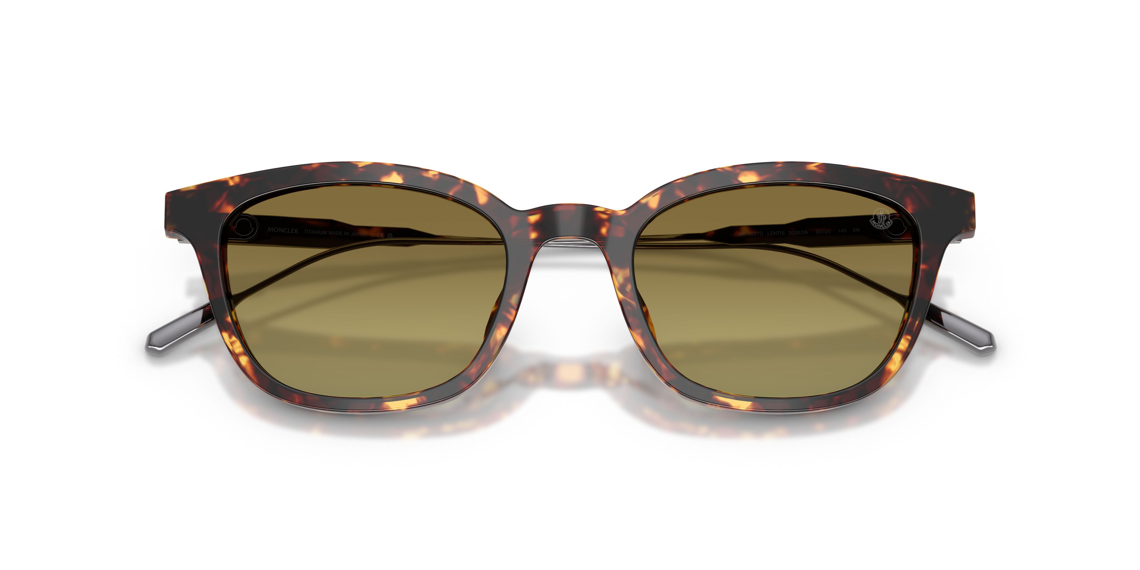Occhiali da sole Moncler Lentis ME 6027D (30382A) colore marrone scuro tartarugato forma pantos lenti verde sfumato