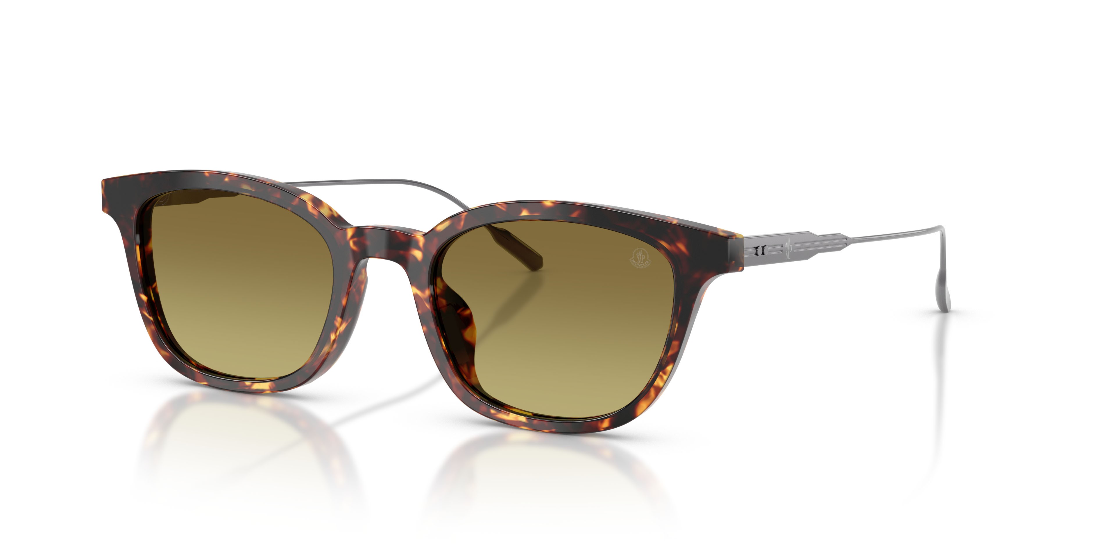 Occhiali da sole Moncler Lentis ME 6027D (30382A) colore marrone scuro tartarugato forma pantos lenti verde sfumato