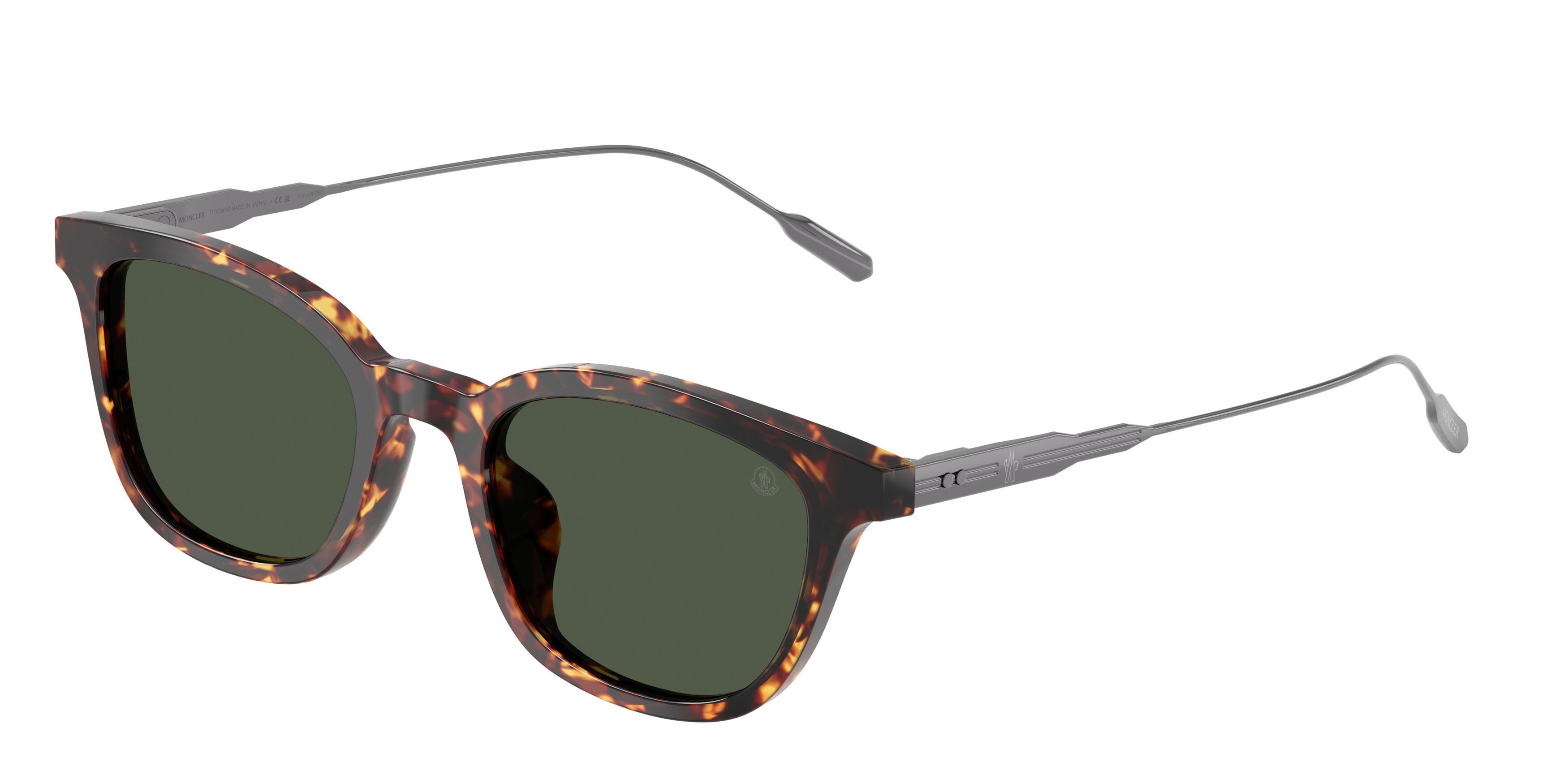 Occhiali da sole Moncler Lentis ME 6027D (30389A) colore marrone scuro tartarugato forma pantos lenti verde scuro