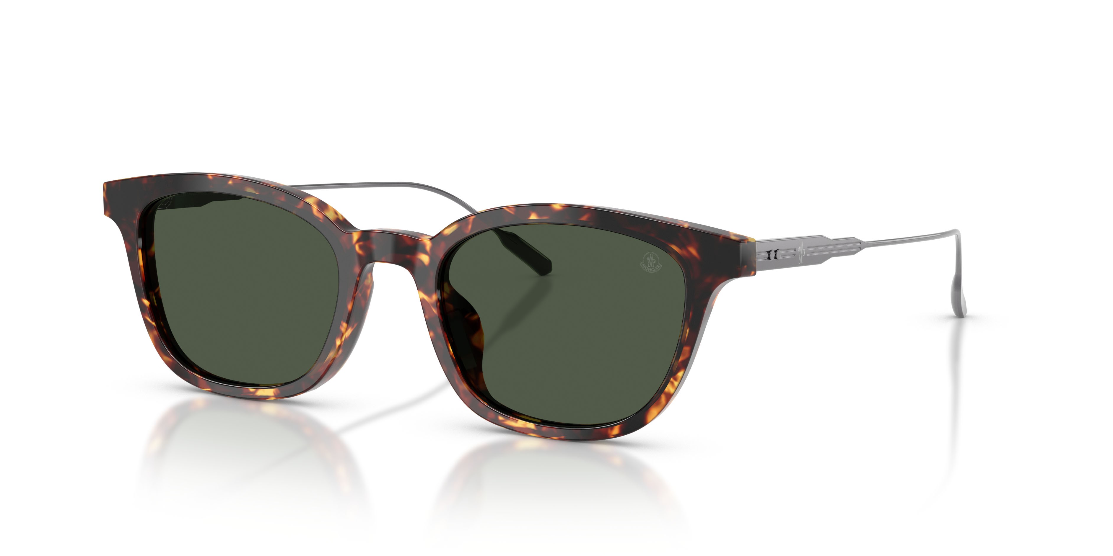 Occhiali da sole Moncler Lentis ME 6027D (30389A) colore marrone scuro tartarugato forma pantos lenti verde scuro