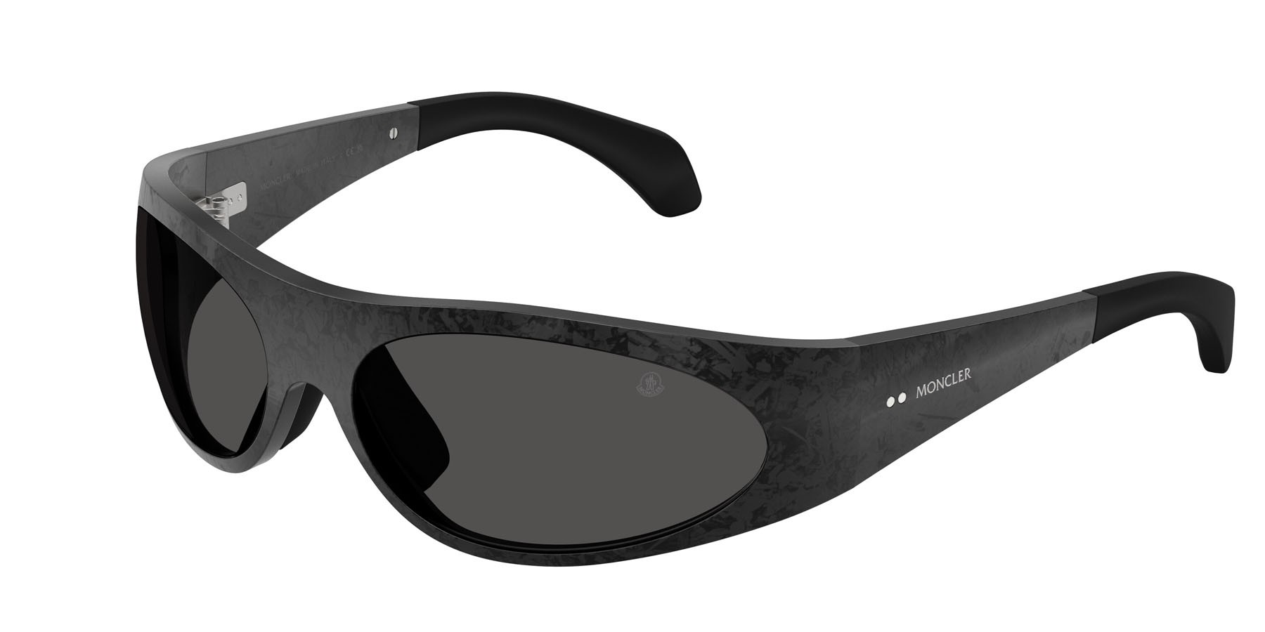 Occhiali da sole Moncler Inara ME 7001 (900187) colore carbonio nero opaco forma ovale lenti grigio scuro tinta unita