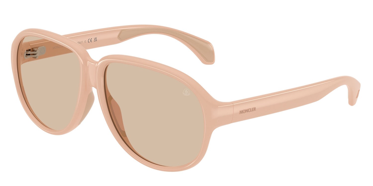 Occhiali da sole Moncler Halcyonne ME 8001 (500493) colore rosa lucido forma aviator lenti marrone chiaro