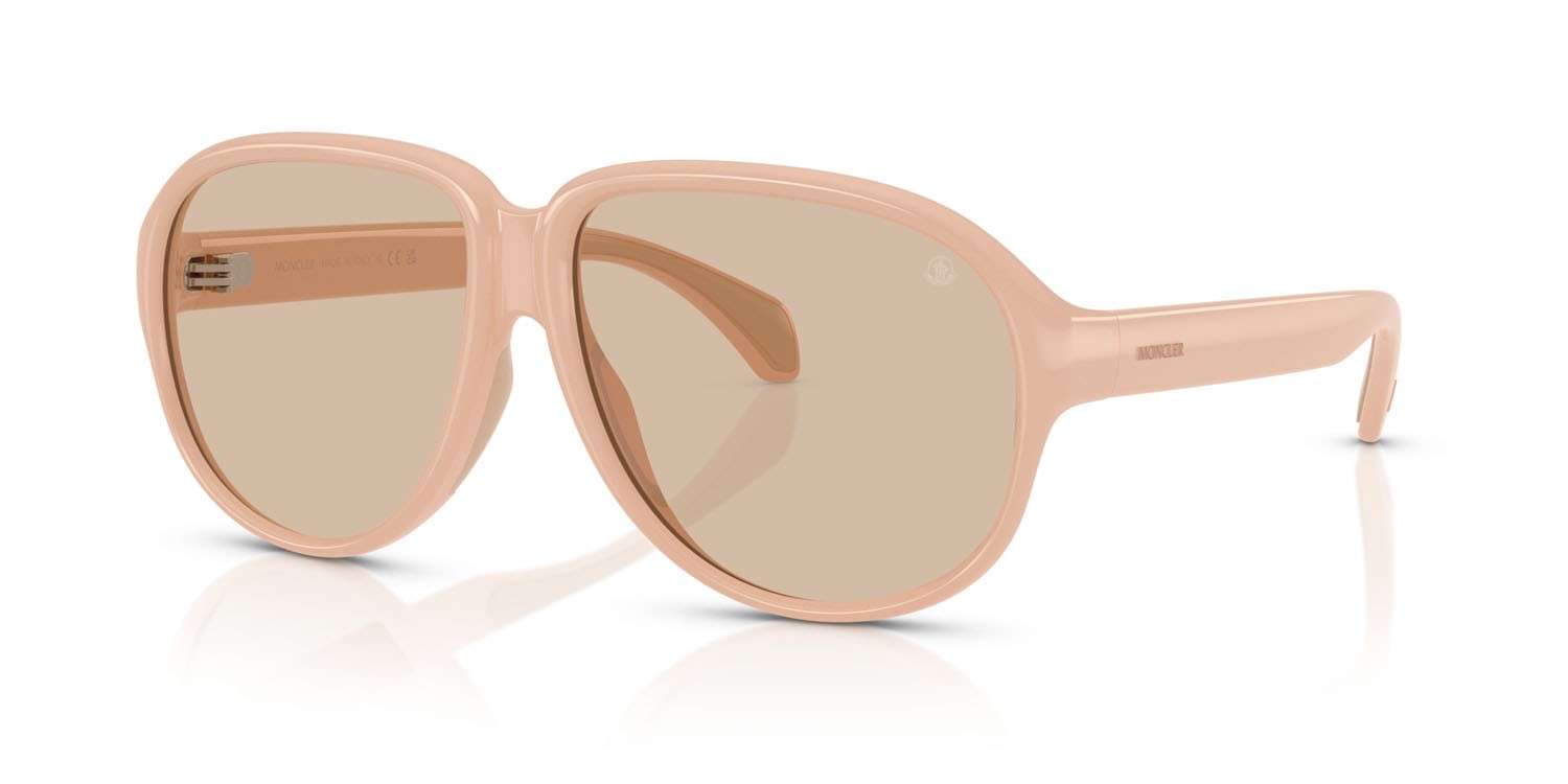 Occhiali da sole Moncler Halcyonne ME 8001 (500493) colore rosa lucido forma aviator lenti marrone chiaro