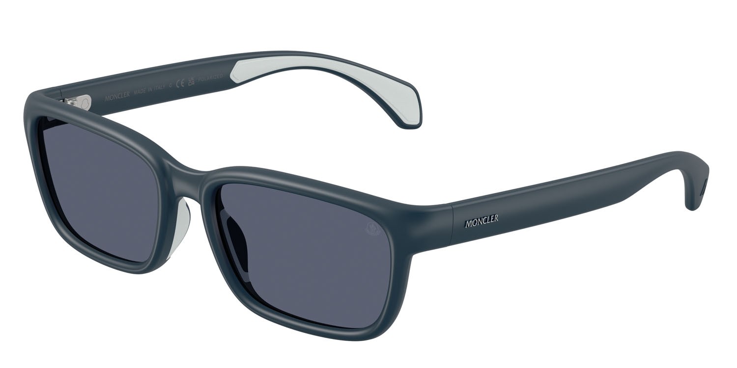Sunglasses Moncler Slicka ME 8002 (50082V) color blu opaco shape square lenses polarizzata blu scuro