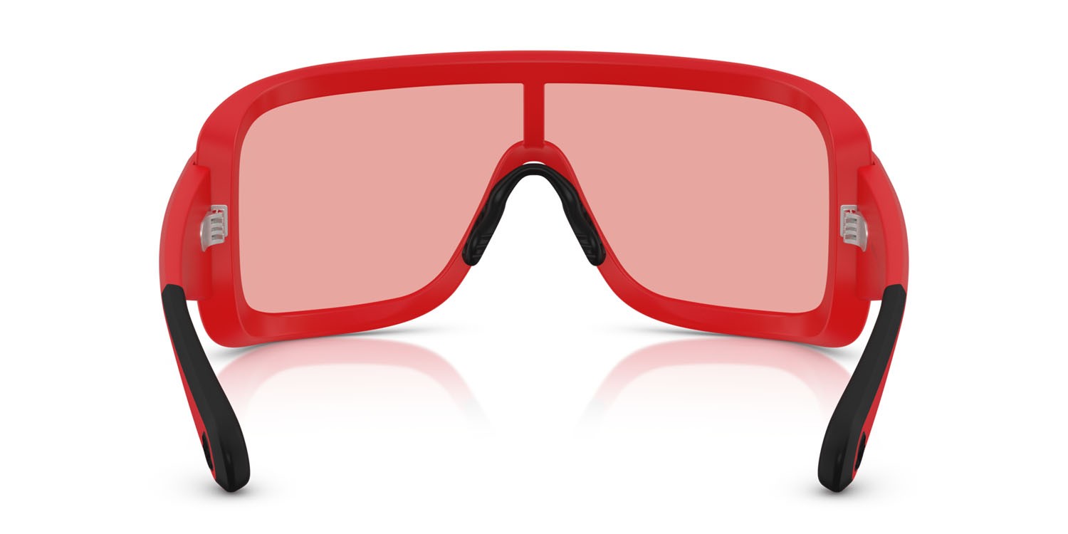 Occhiali da sole Moncler Snowseeker ME 8003 (501784) colore rosso opaco forma rettangolare lenti rosso