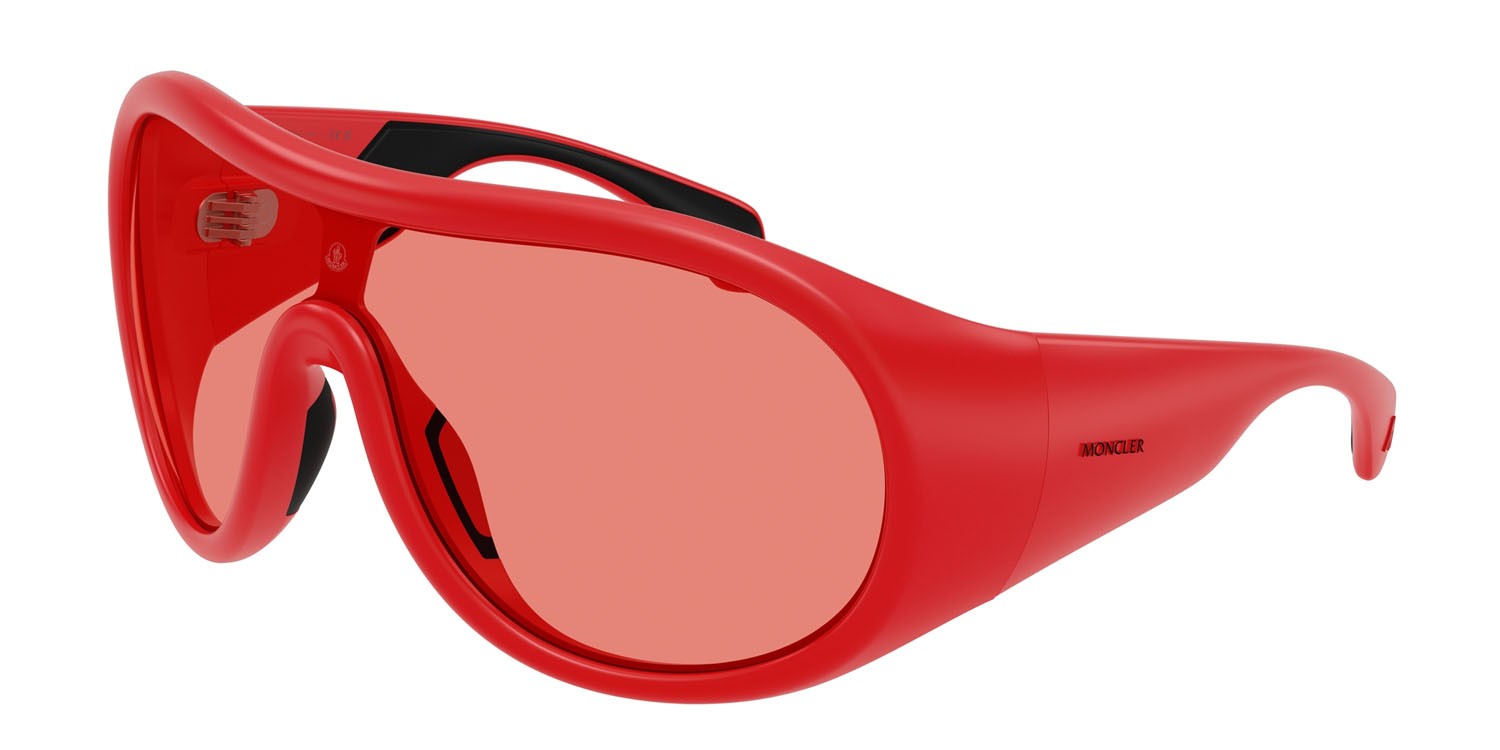 Occhiali da sole Moncler Cloche ME 8004 (501784) colore rosso opaco forma aviator lenti rosso