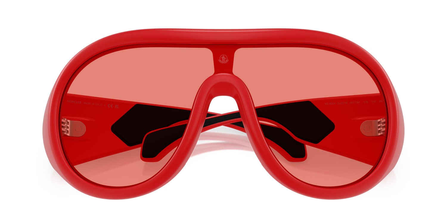 Occhiali da sole Moncler Cloche ME 8004 (501784) colore rosso opaco forma aviator lenti rosso