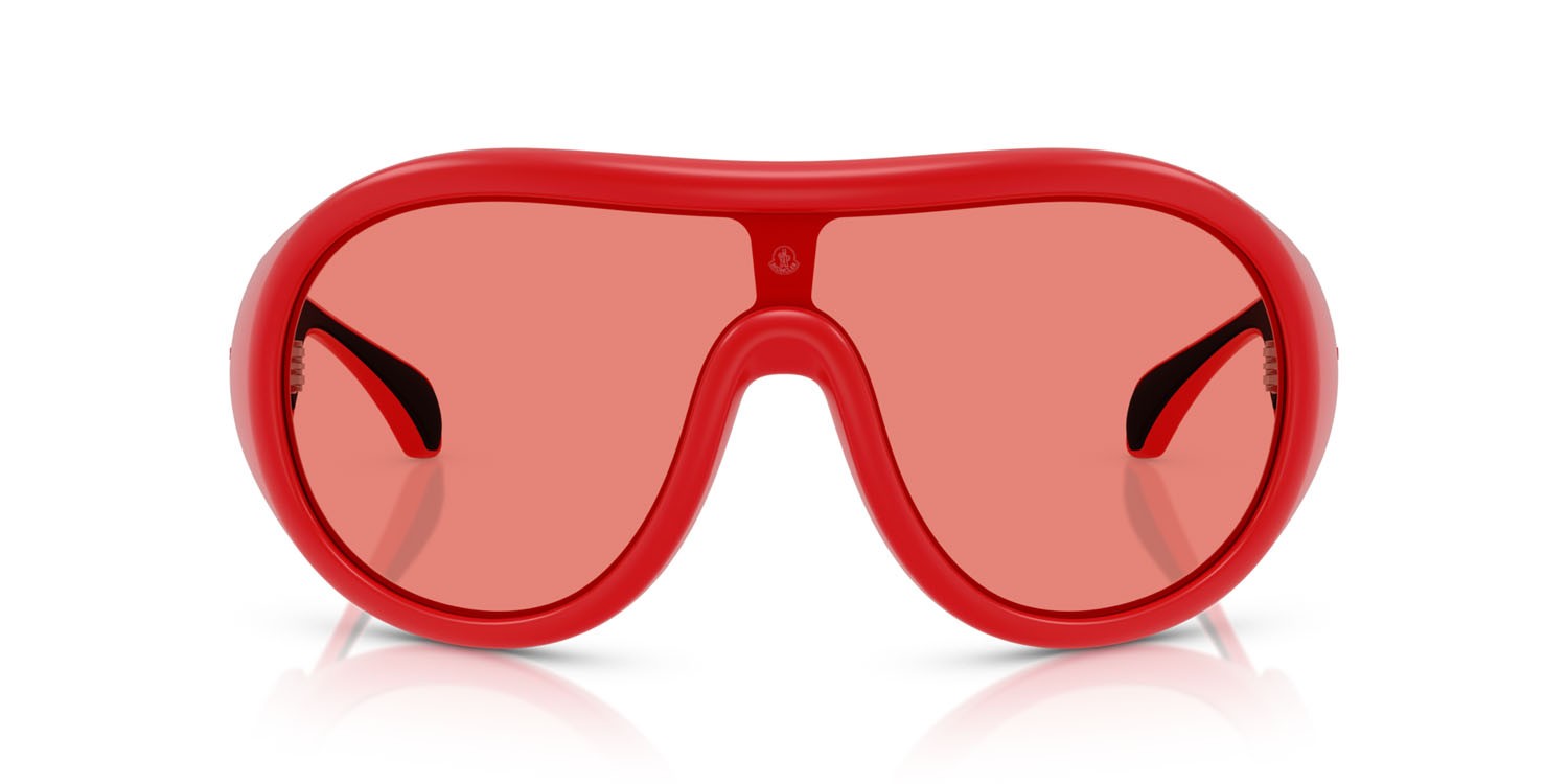 Occhiali da sole Moncler Cloche ME 8004 (501784) colore rosso opaco forma aviator lenti rosso