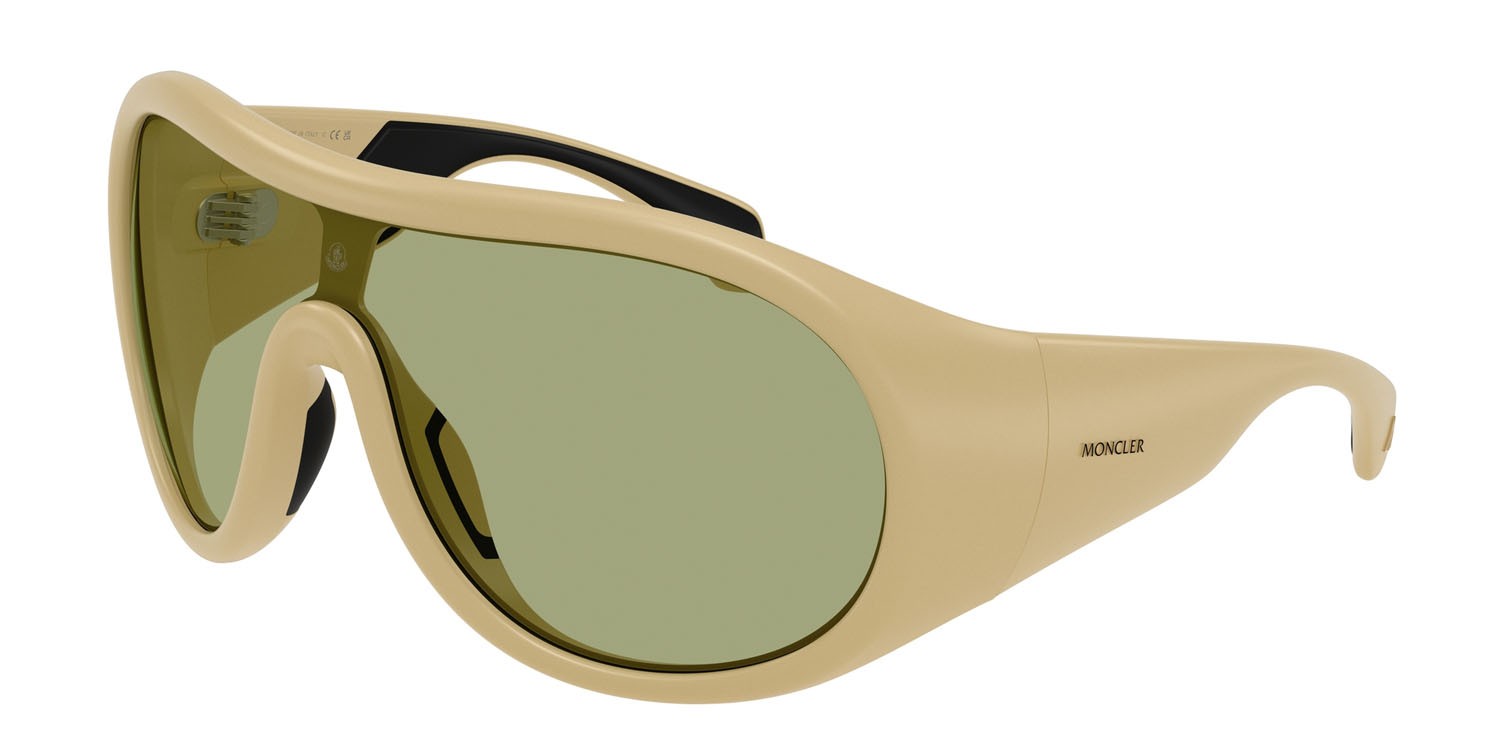 Occhiali da sole Moncler Cloche ME 8004 (501882) colore cammello opaco forma aviator lenti verde