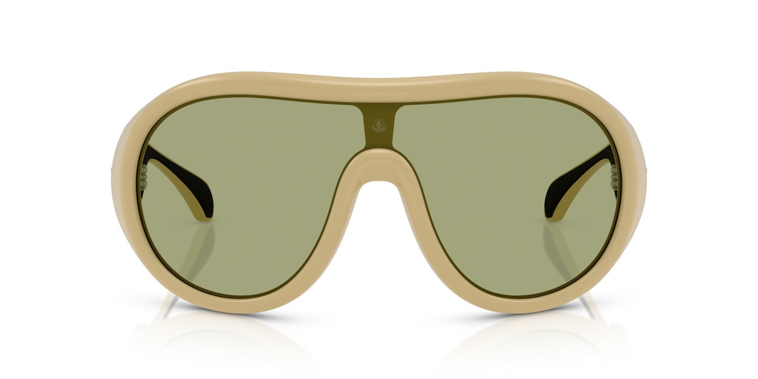 Occhiali da sole Moncler Cloche ME 8004 (501882) colore cammello opaco forma aviator lenti verde